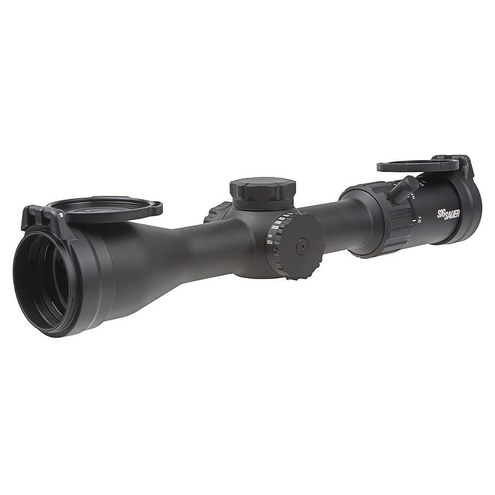 Sig Sauer WHISKEY4 3-12x44mm Quadplex 1/4MOA SFP Riflescope w/Low Profile Capped Turrets SOW43003