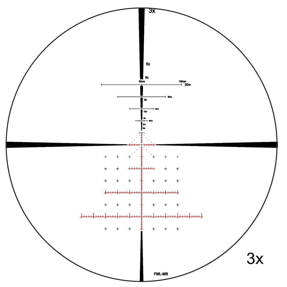 March F 3-24x52mm FFP FML-MB Reticle 0.1MIL 6Level Illum Riflescope D24V52FIMLN-FML-MB