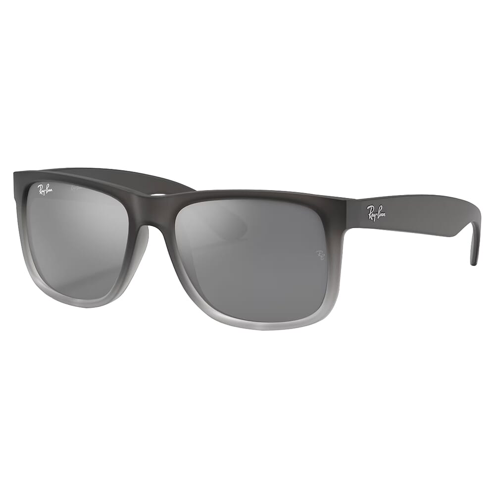 Ray-Ban Justin Matte Grey Sunglasses w/Sliver-to-Grey Mirror Gradient Lenses 0RB4165-852/88-55