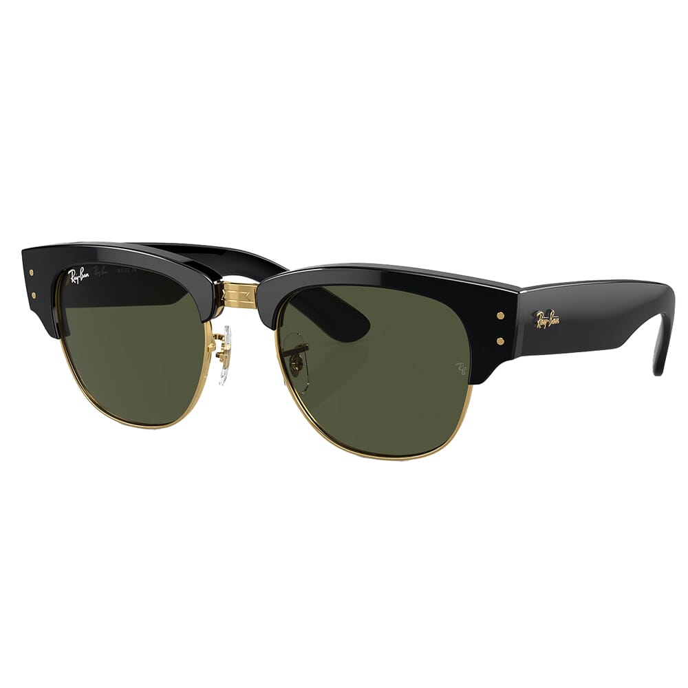 Ray-Ban Mega Clubmaster Polished Black/Gold Sunglasses w/Green Lenses 0RB0316S-901/31-53