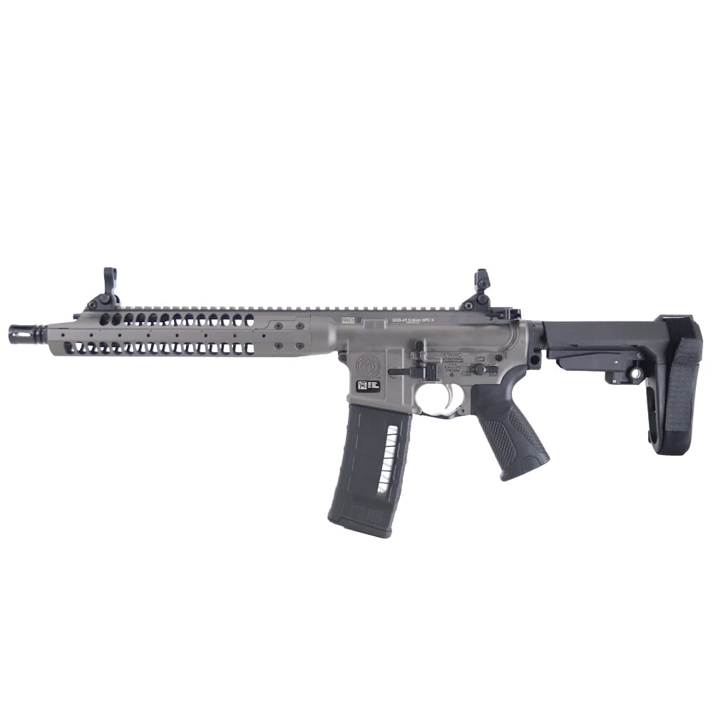 LWRC SIX8-A5 6.8 SPC 12.7" 1:10" 1/2x28 Bbl Tungsten Grey Pistol w/SBA3 Brace SIX8A5PTG12SBA3