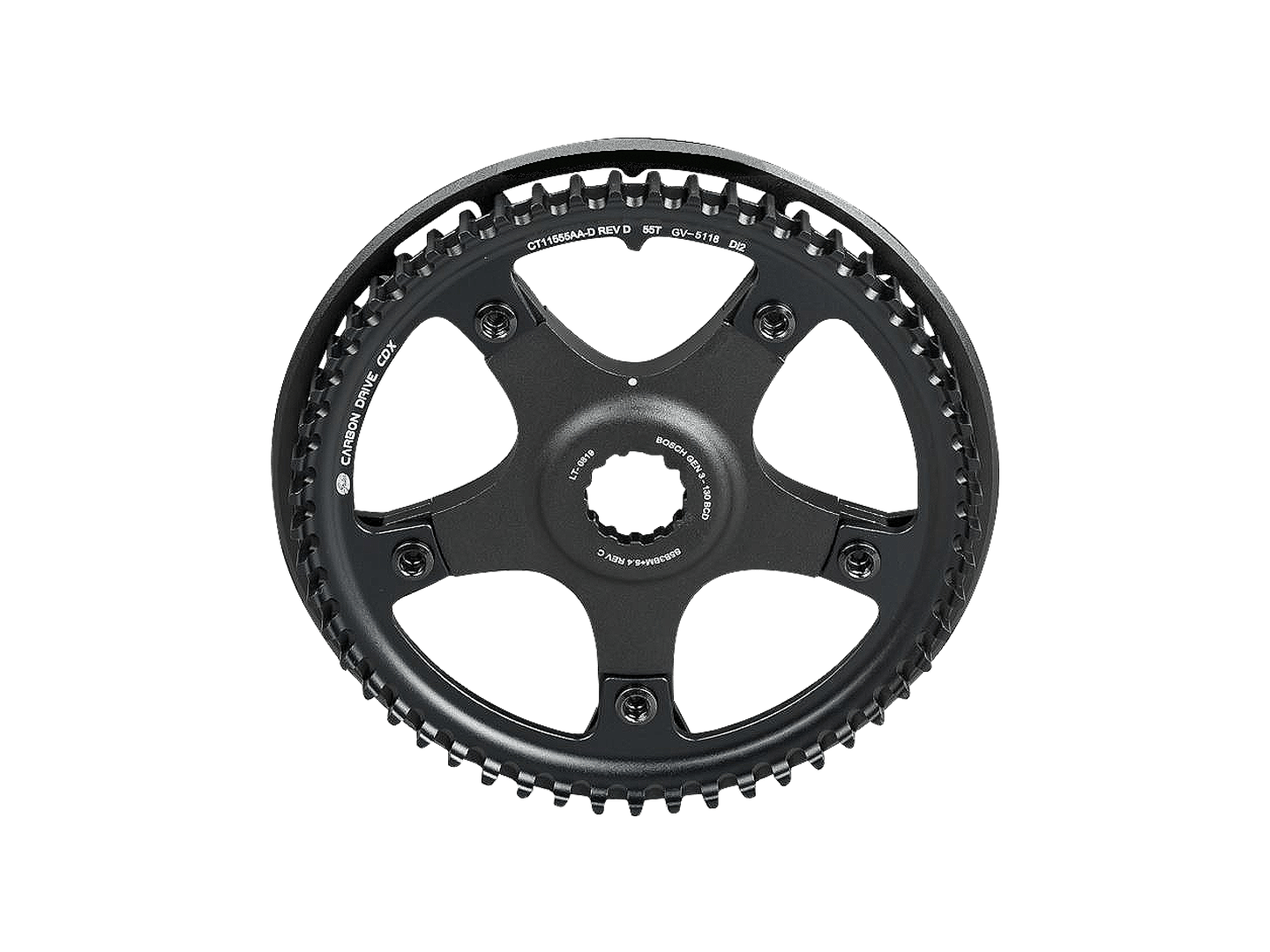 Gates Belt CDX 55T Chainring With Bosch Gen 5 Spider & Bashguard