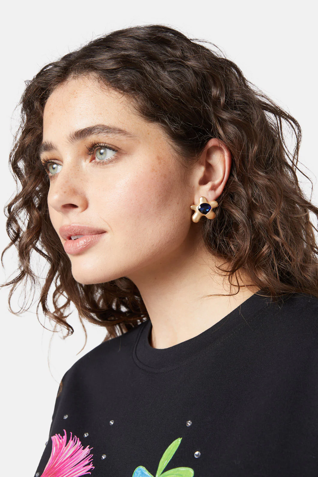 Satin Flower Diamonte Earrings