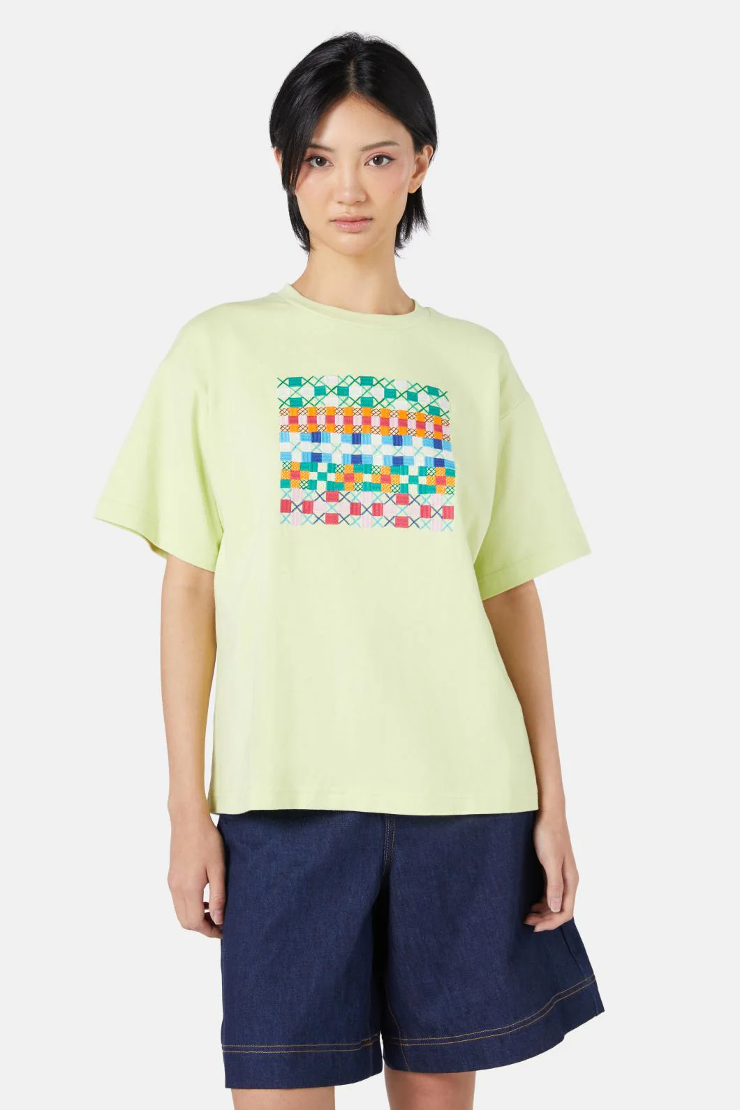 Gingham Garden Stitch Tee