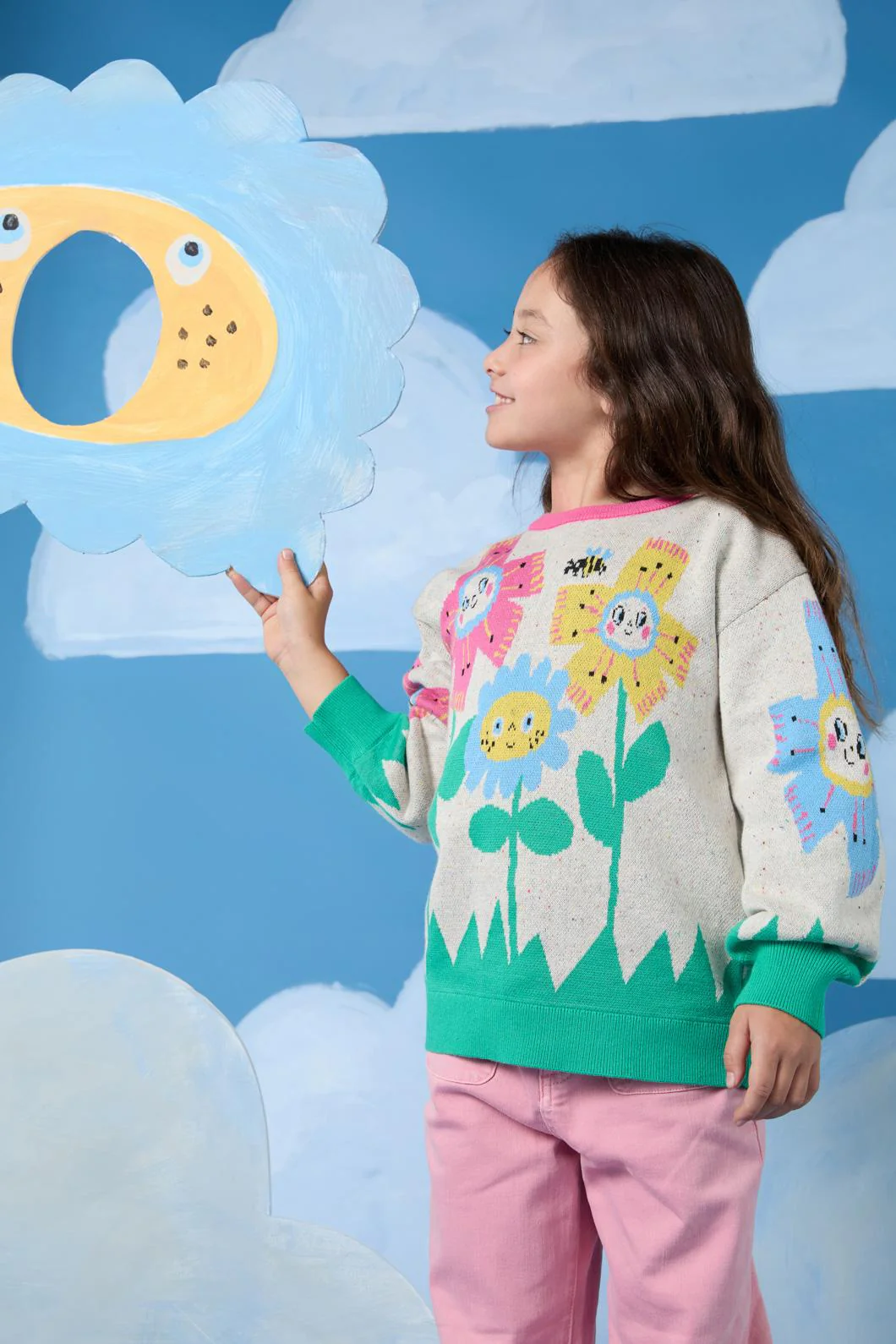 Happy Floral Kids Knit