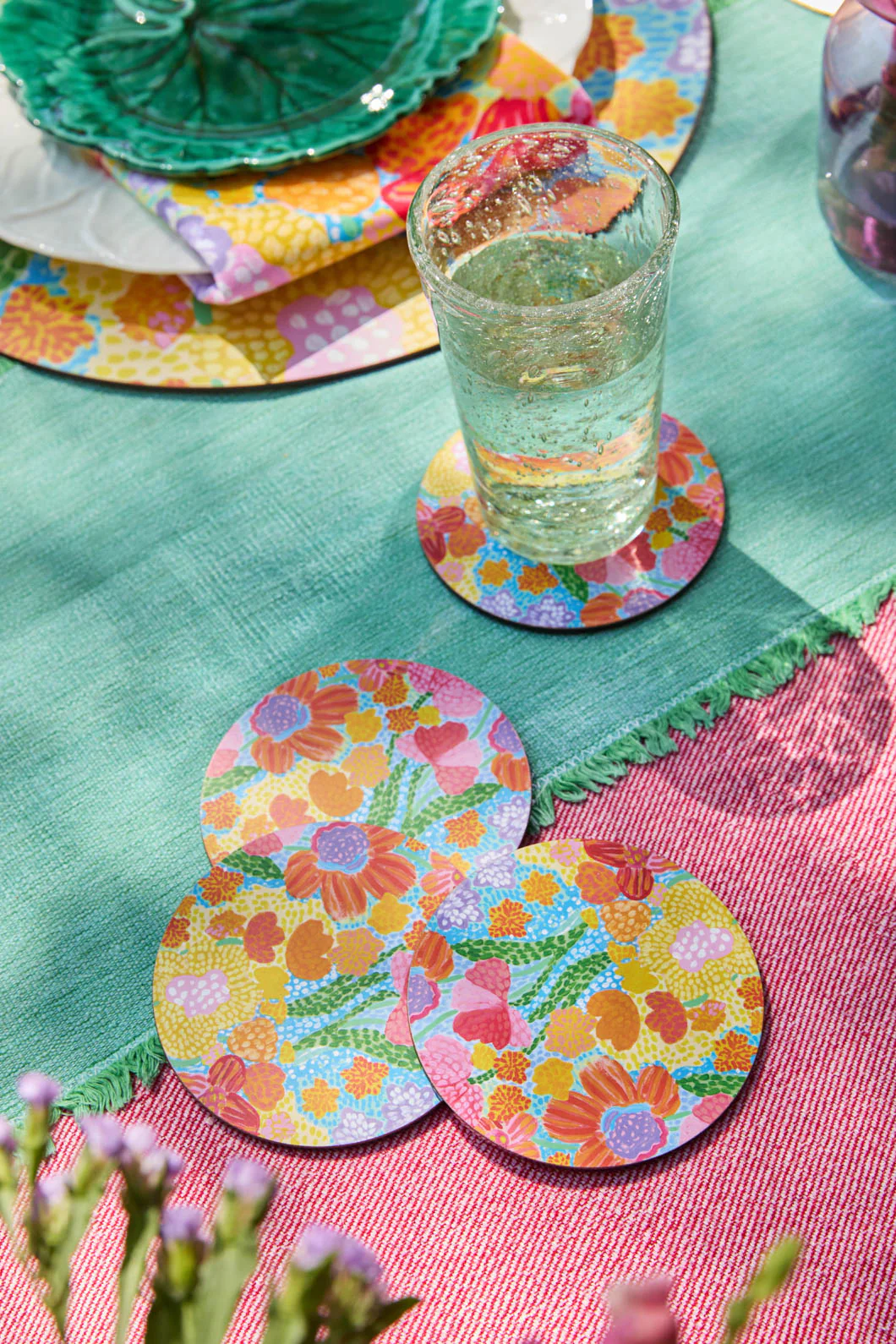 Spotted Flower Coaster Set 4