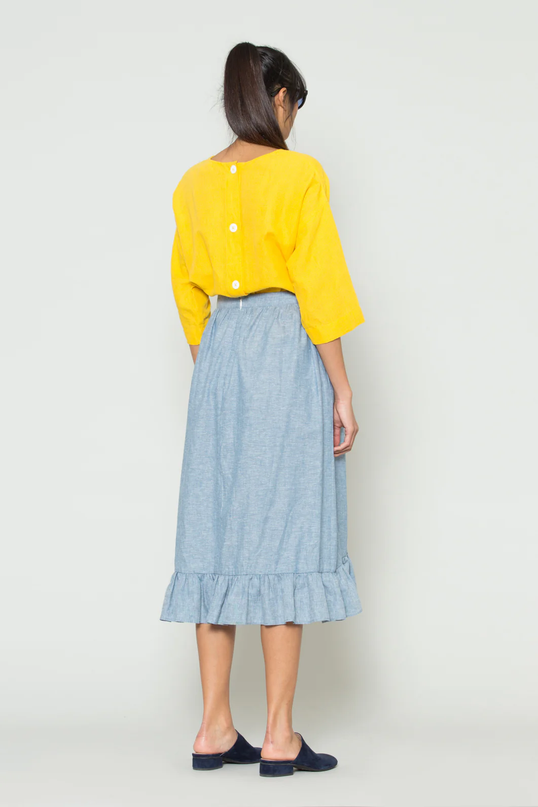 Chambray Frill WrapSkirt