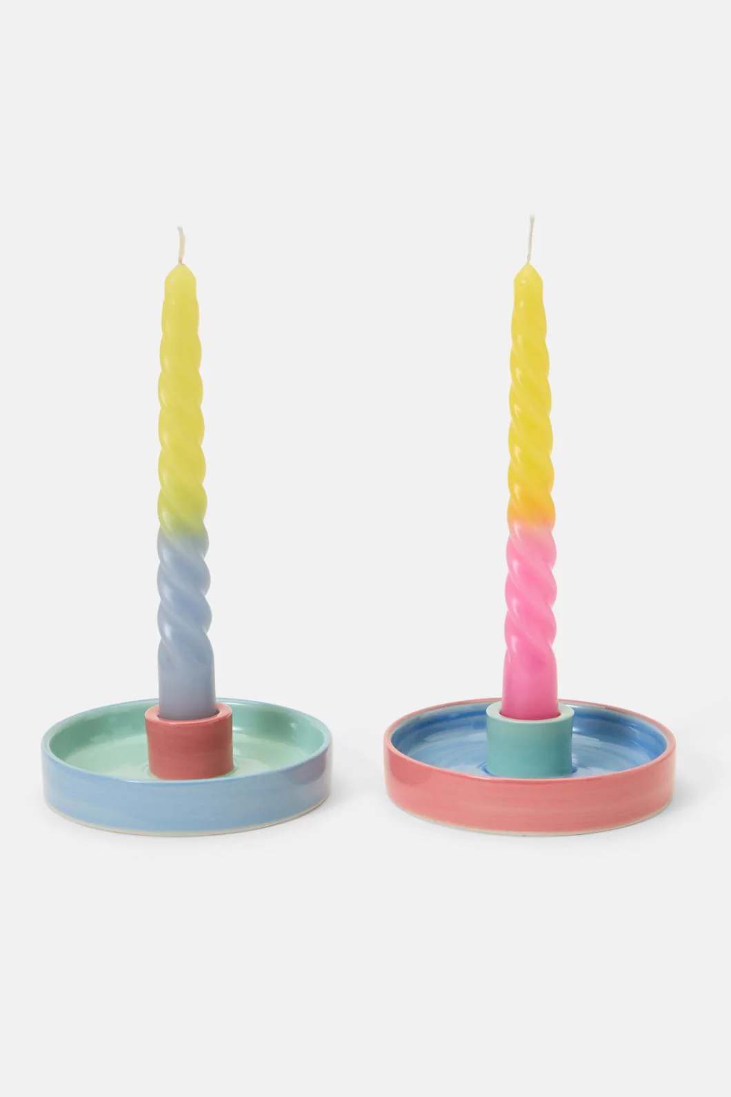 Rainbow Ceramic Candle Holder S/2