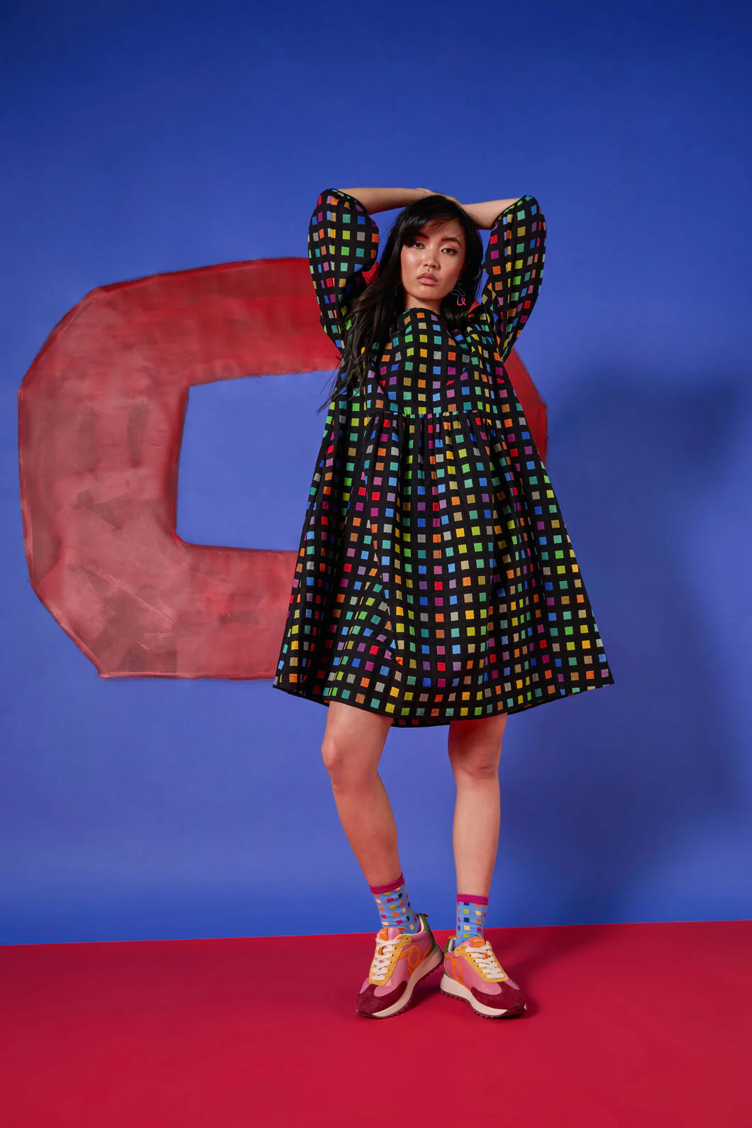 Light Up Check Smock Dress