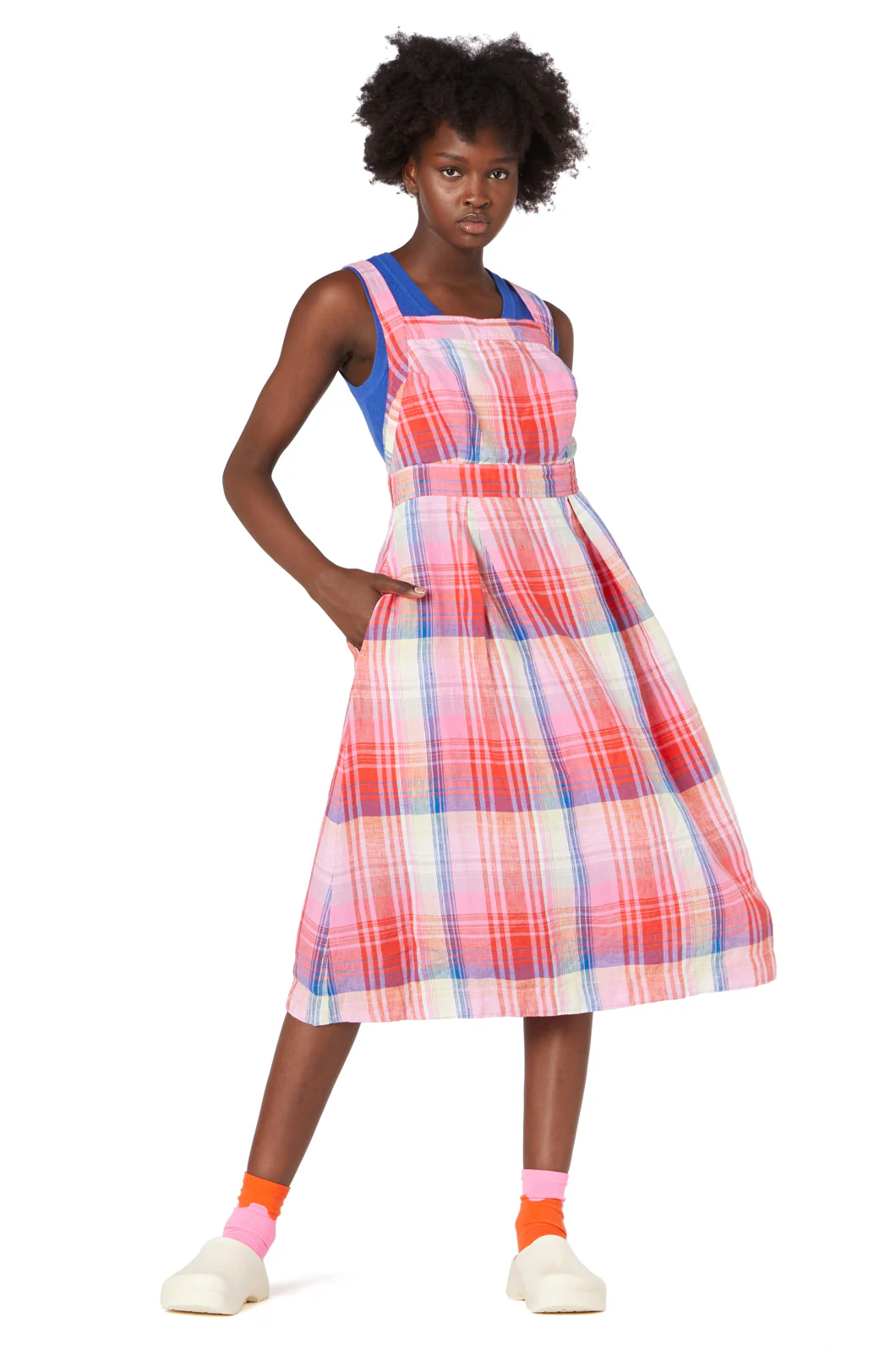 Vivid Check Pinafore