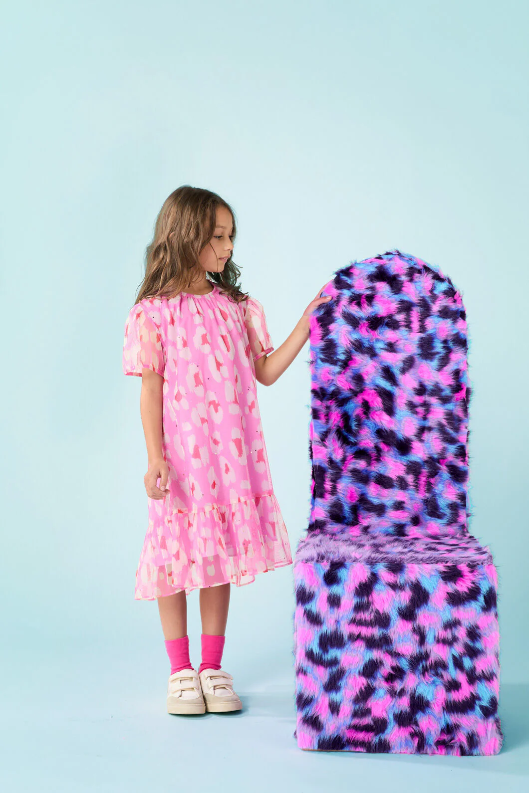 Pink Leopard Kids Party Dress