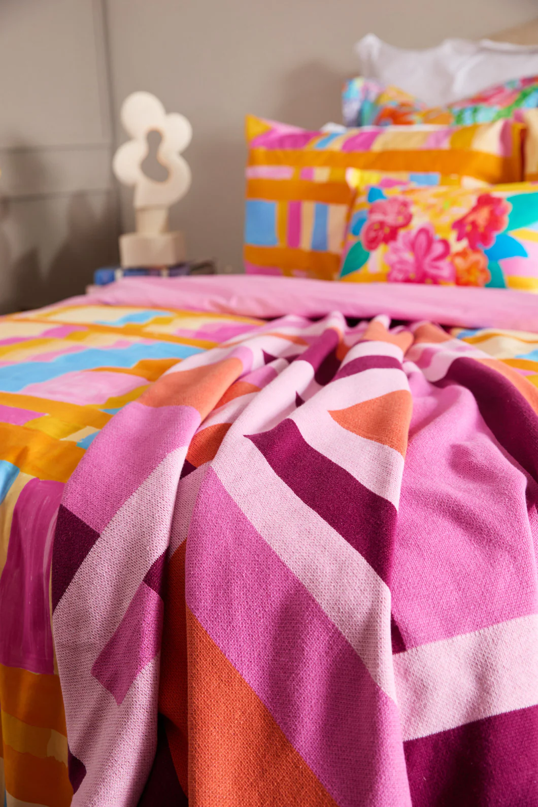 Orange Blocks Cotton Throw