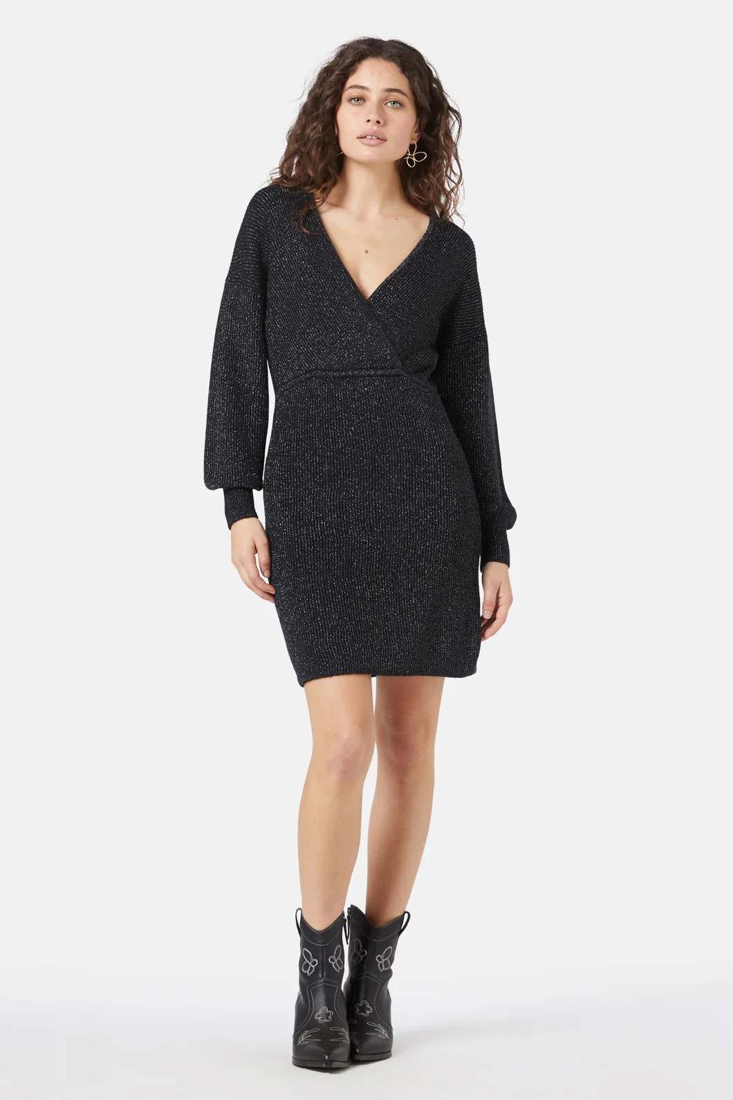Ribbed Knit Wrap Dress