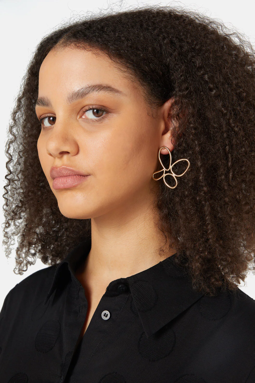 Brushed Floral Gold Earrings