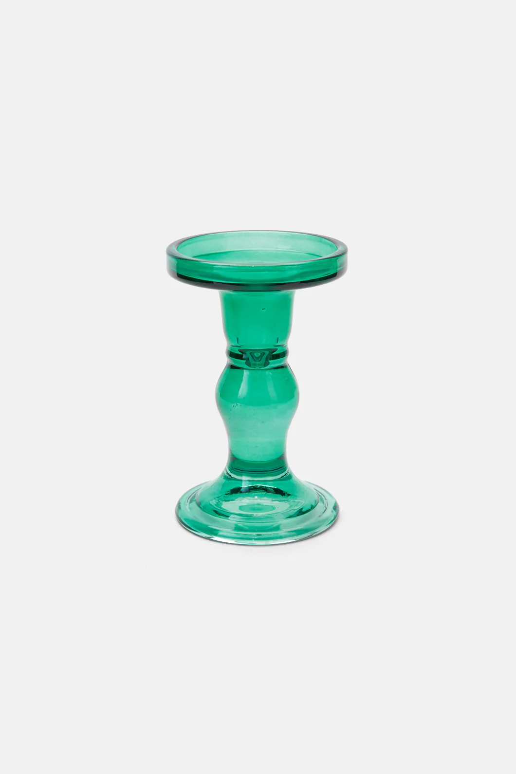 Green Glass Candle Hlr Lg