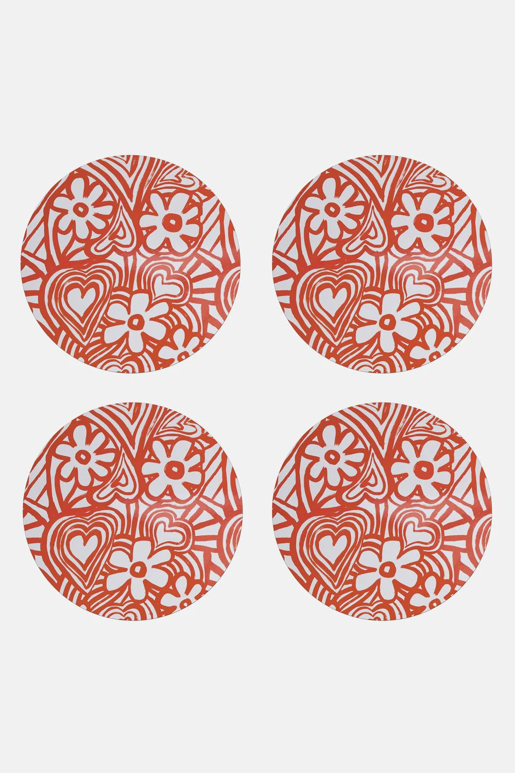 Red Flower Placemat Set 4