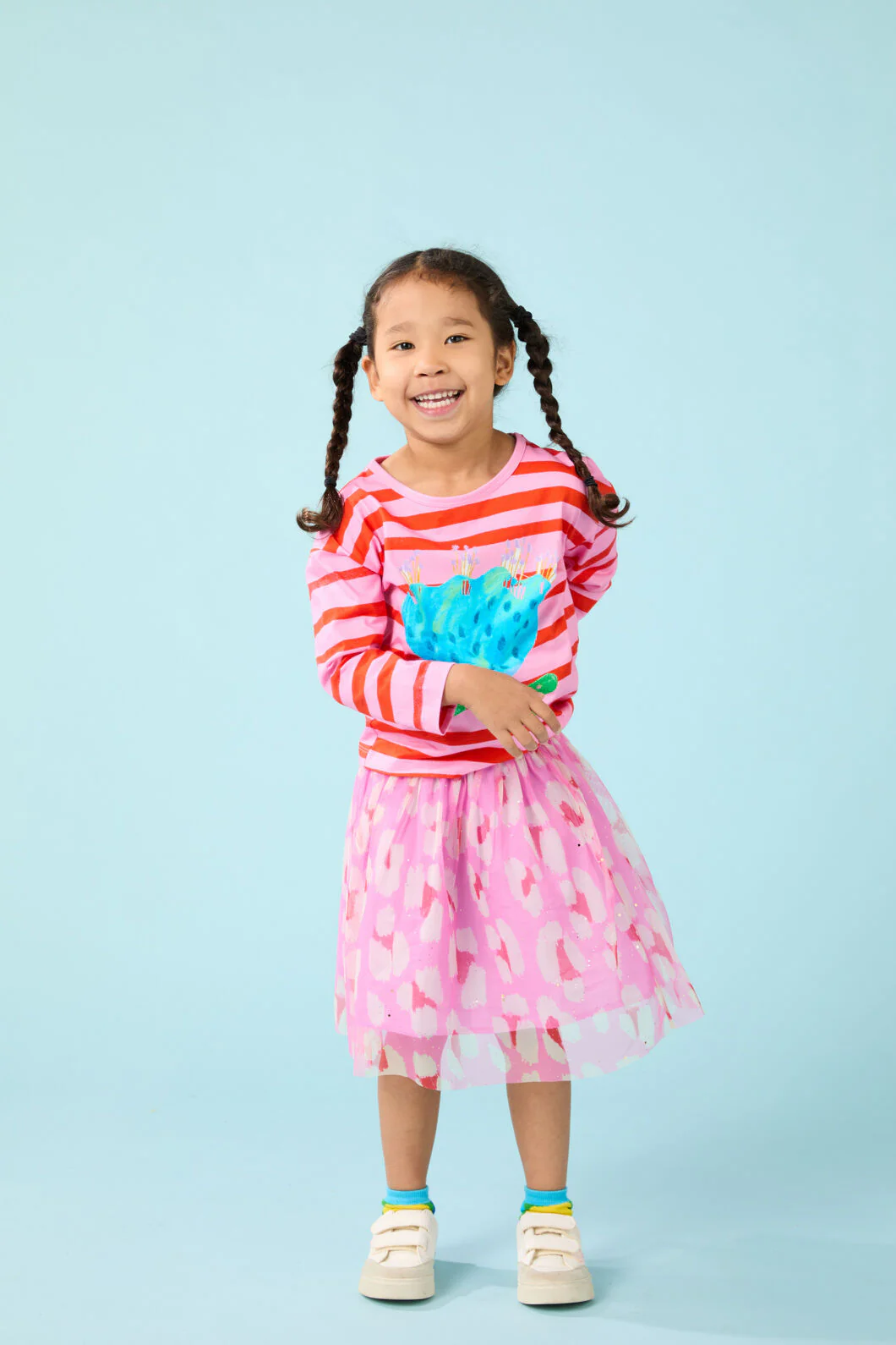 Pink Leopard Kids Mesh Skirt