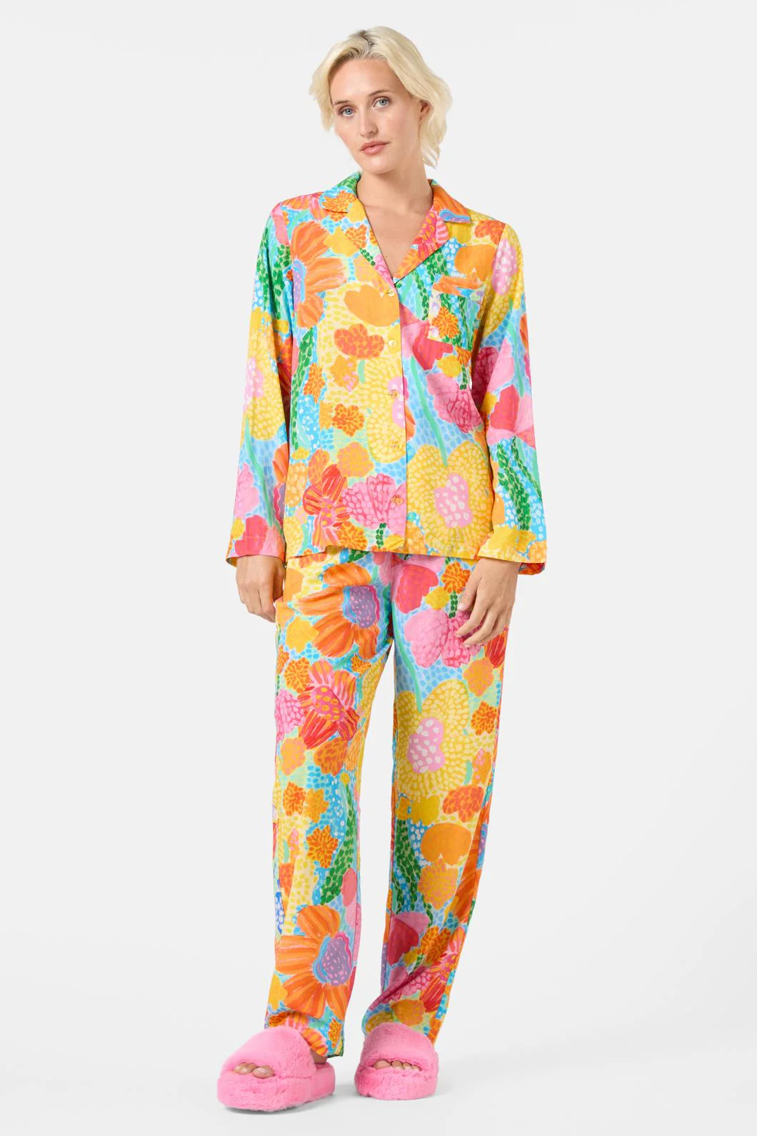 Spotted Flower Long PJ Set