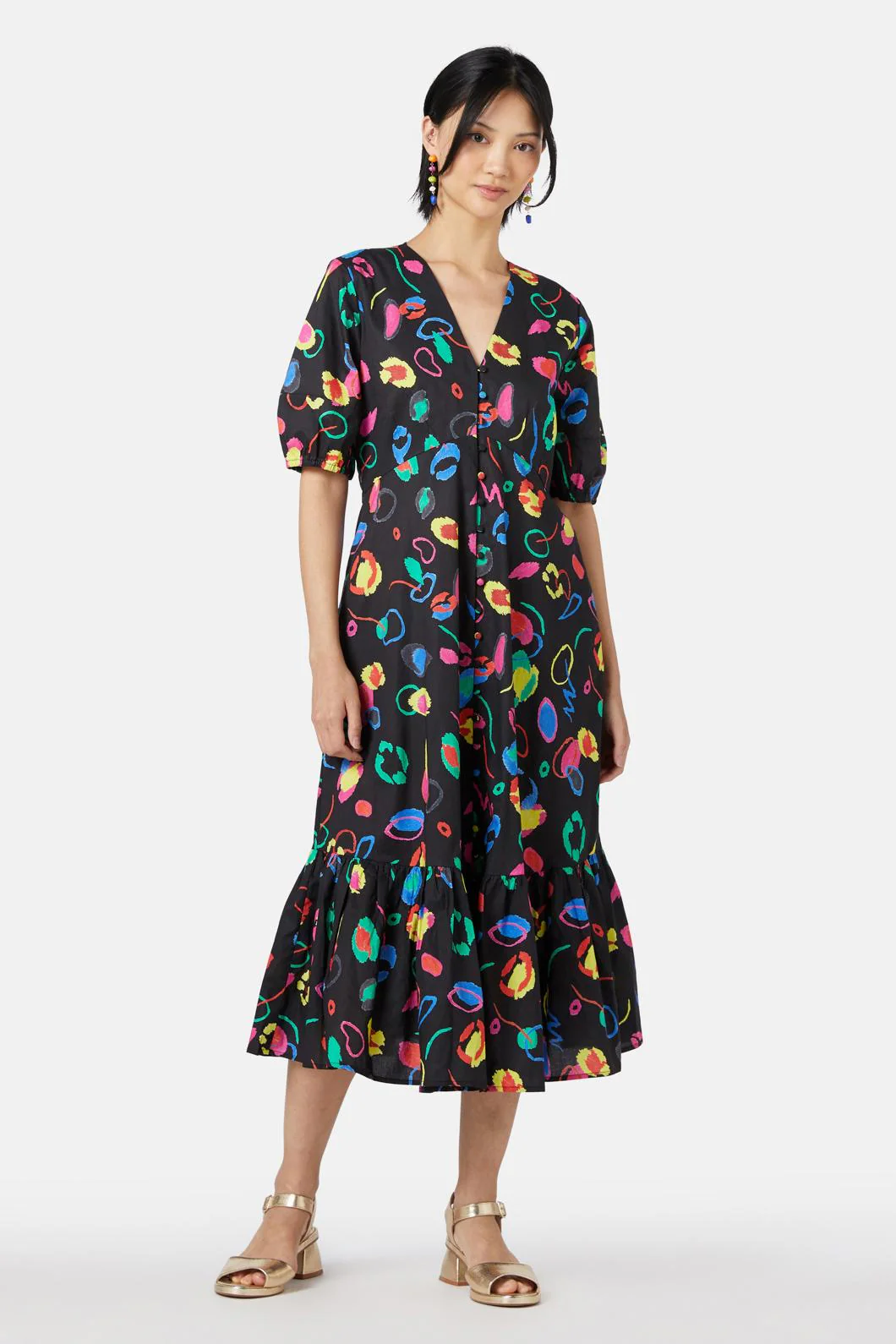 Neon Scribble Tiered Dress