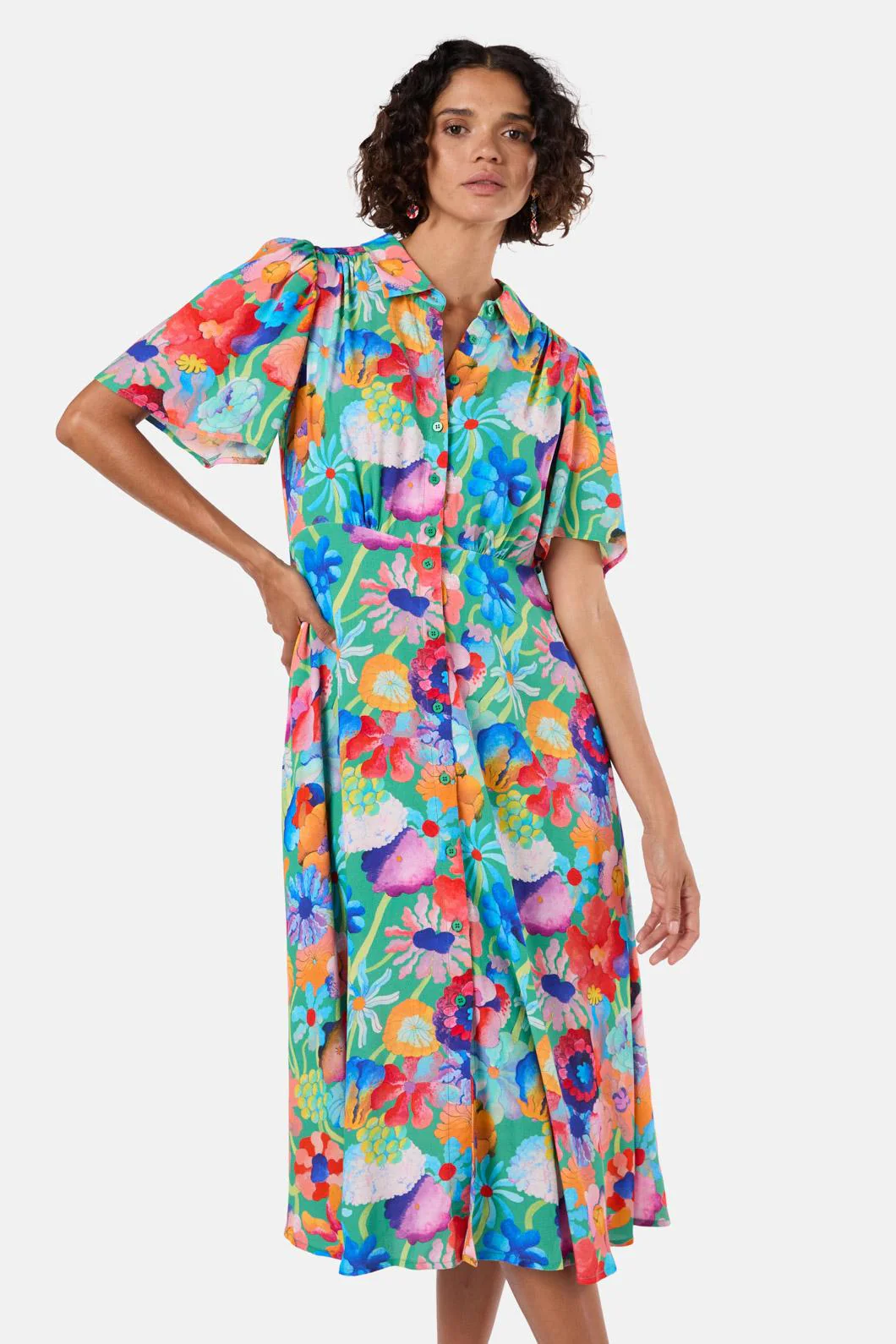 Big Bouquet Shirt Dress