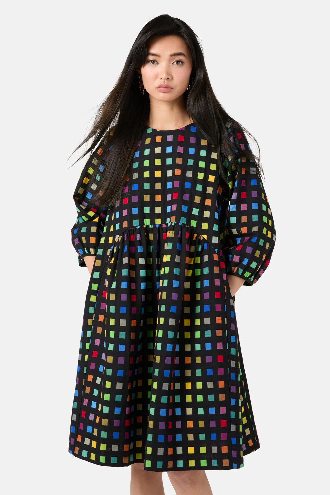 Light Up Check Smock Dress