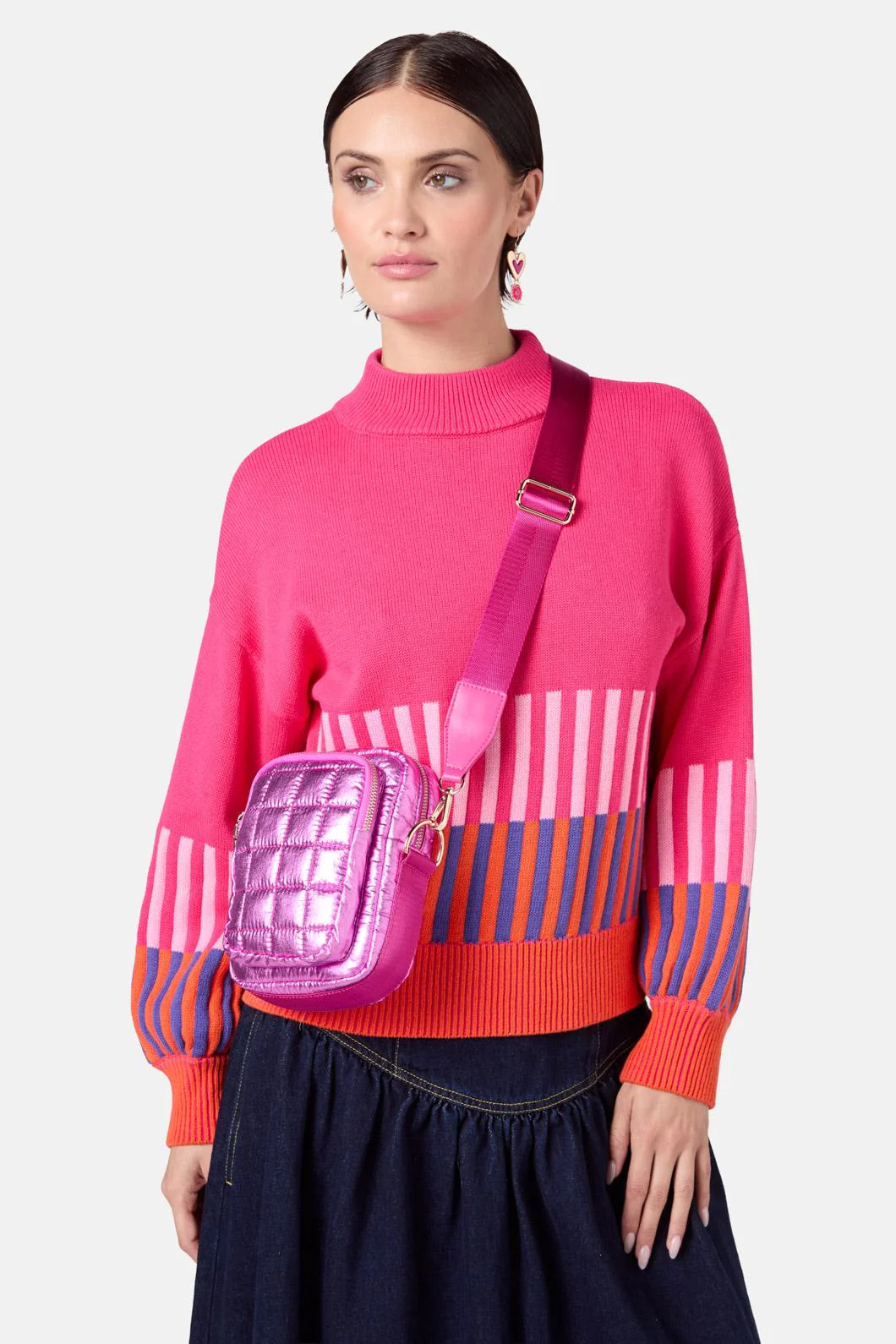 Metallic Pink Crossbody Bag