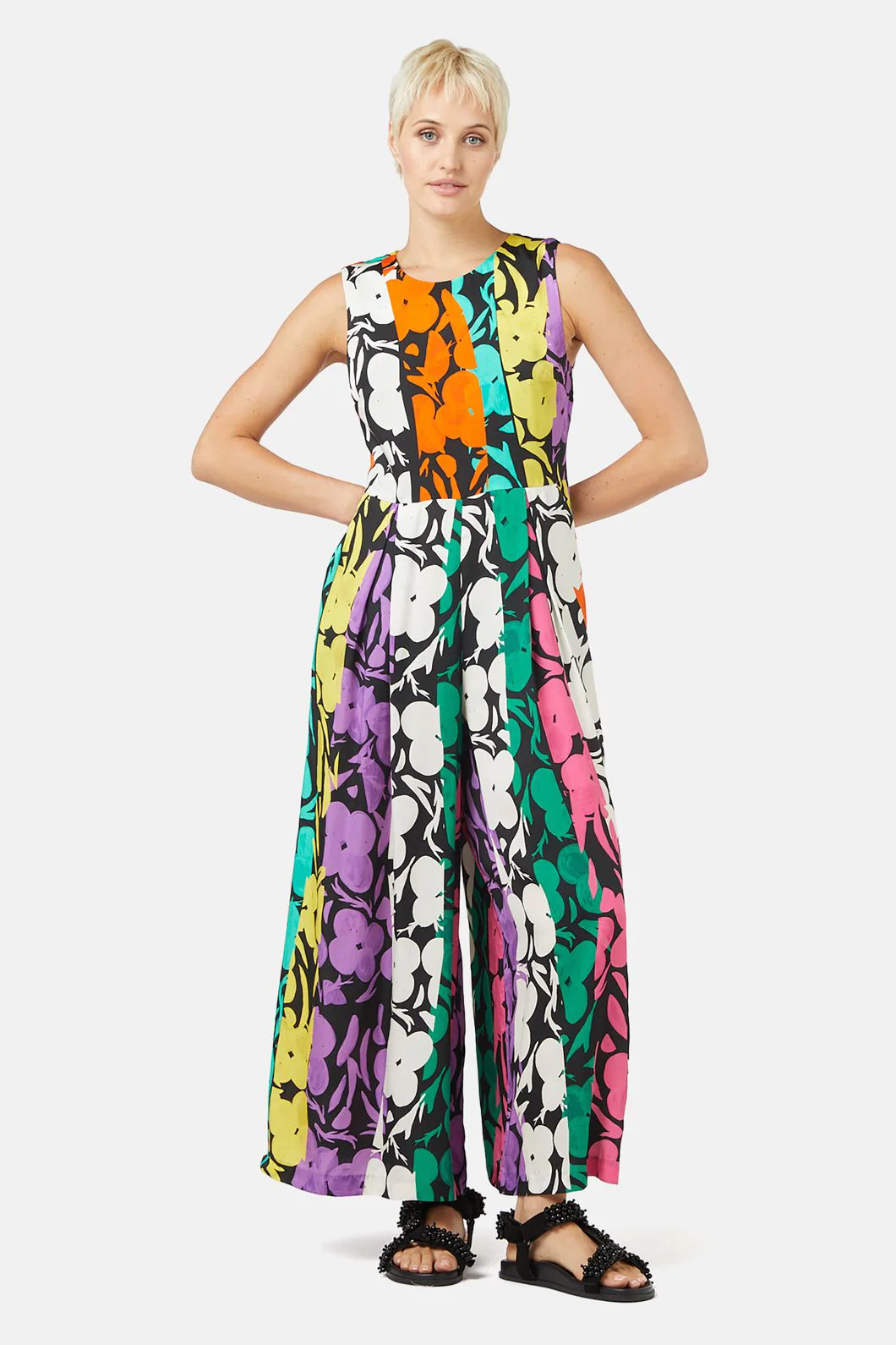 Flower Stripe Pantsuit