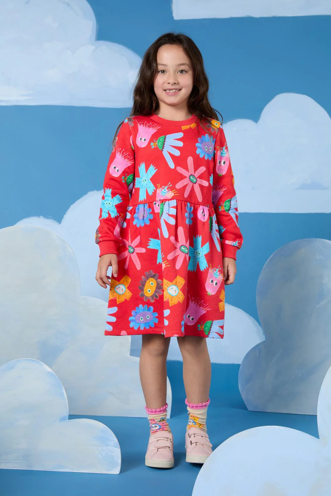 Red Floral Kids Dress