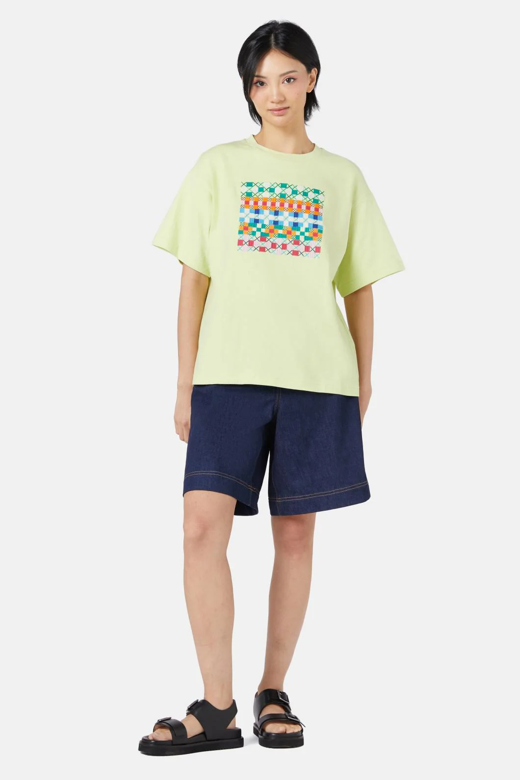 Gingham Garden Stitch Tee