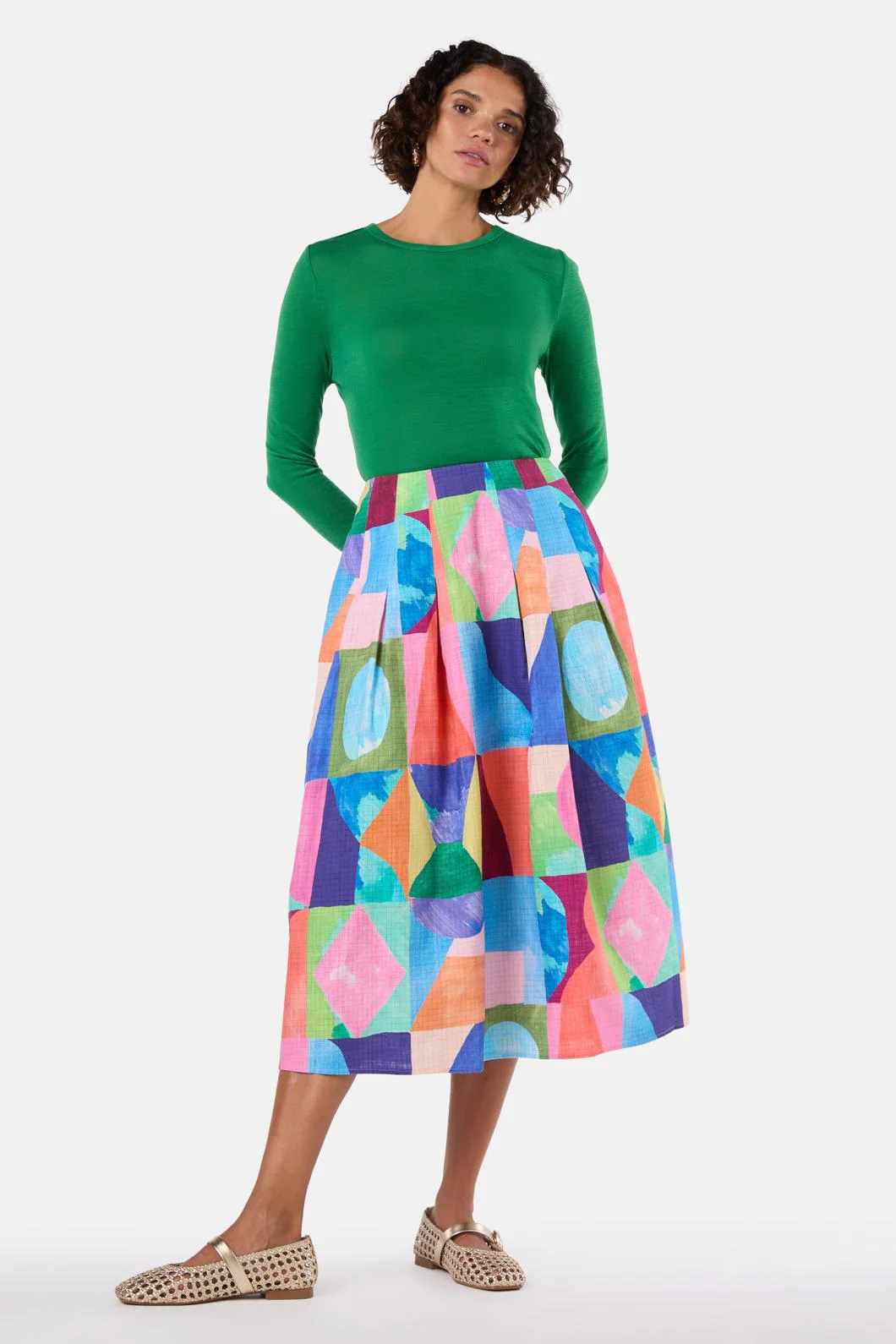 Cutting Shapes Midi Skirt