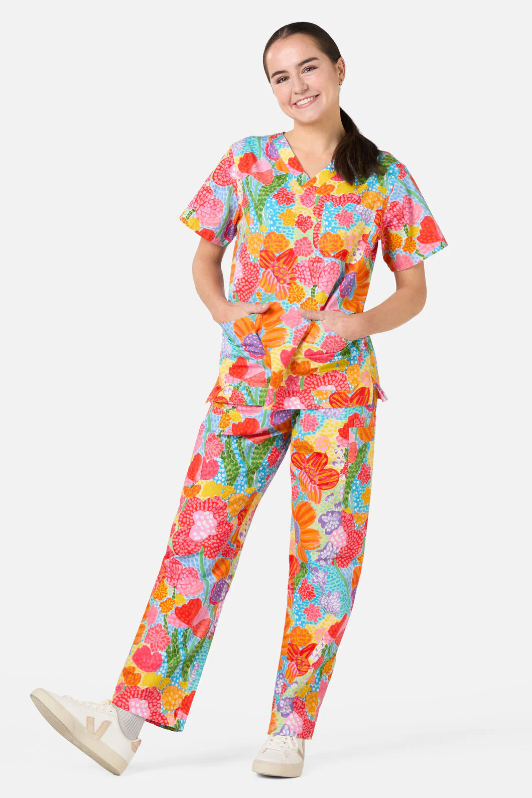 Spotted Flower Scrub Set