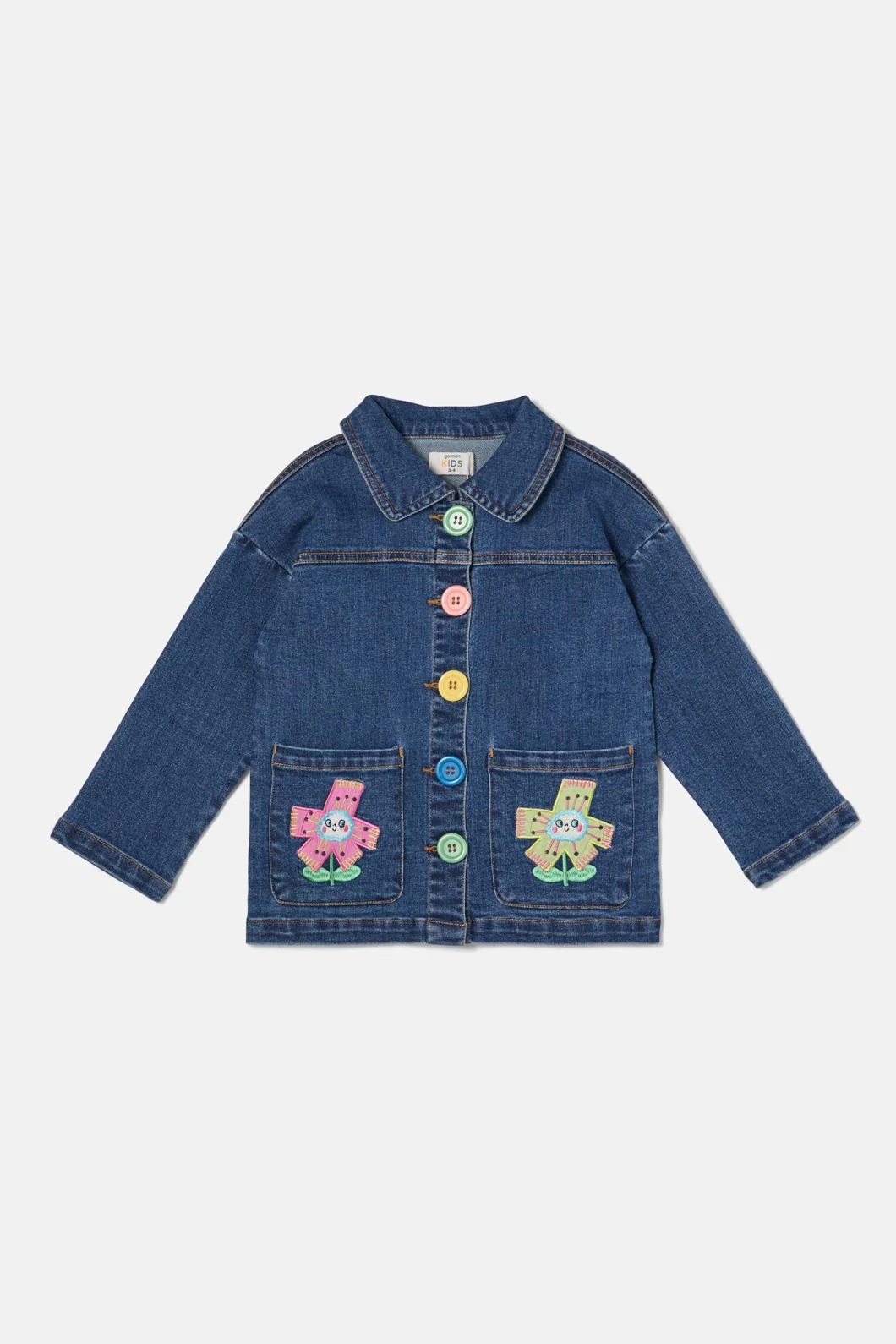 Happy Floral Kids Denim Jacket