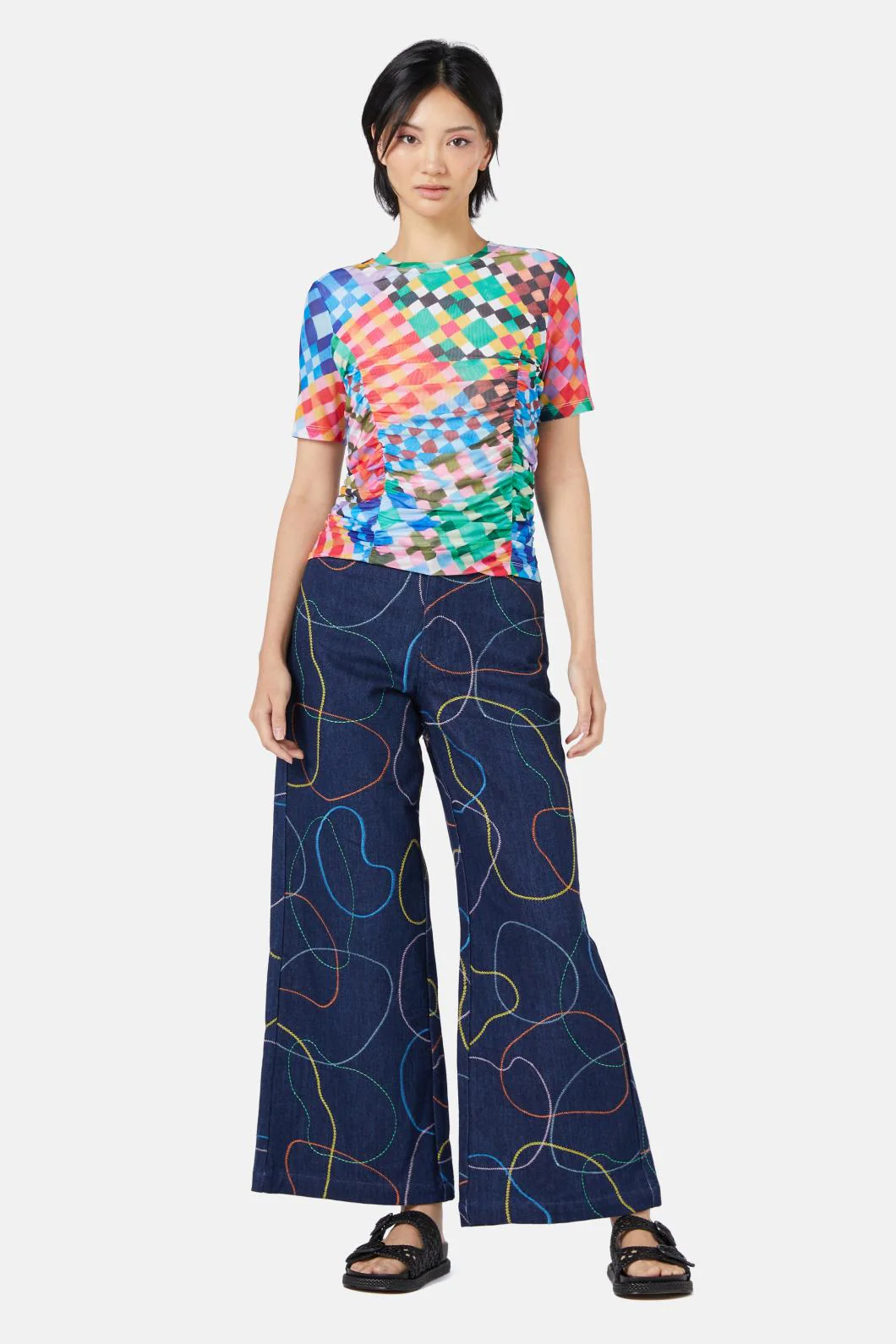 Gingham Garden Mesh Top