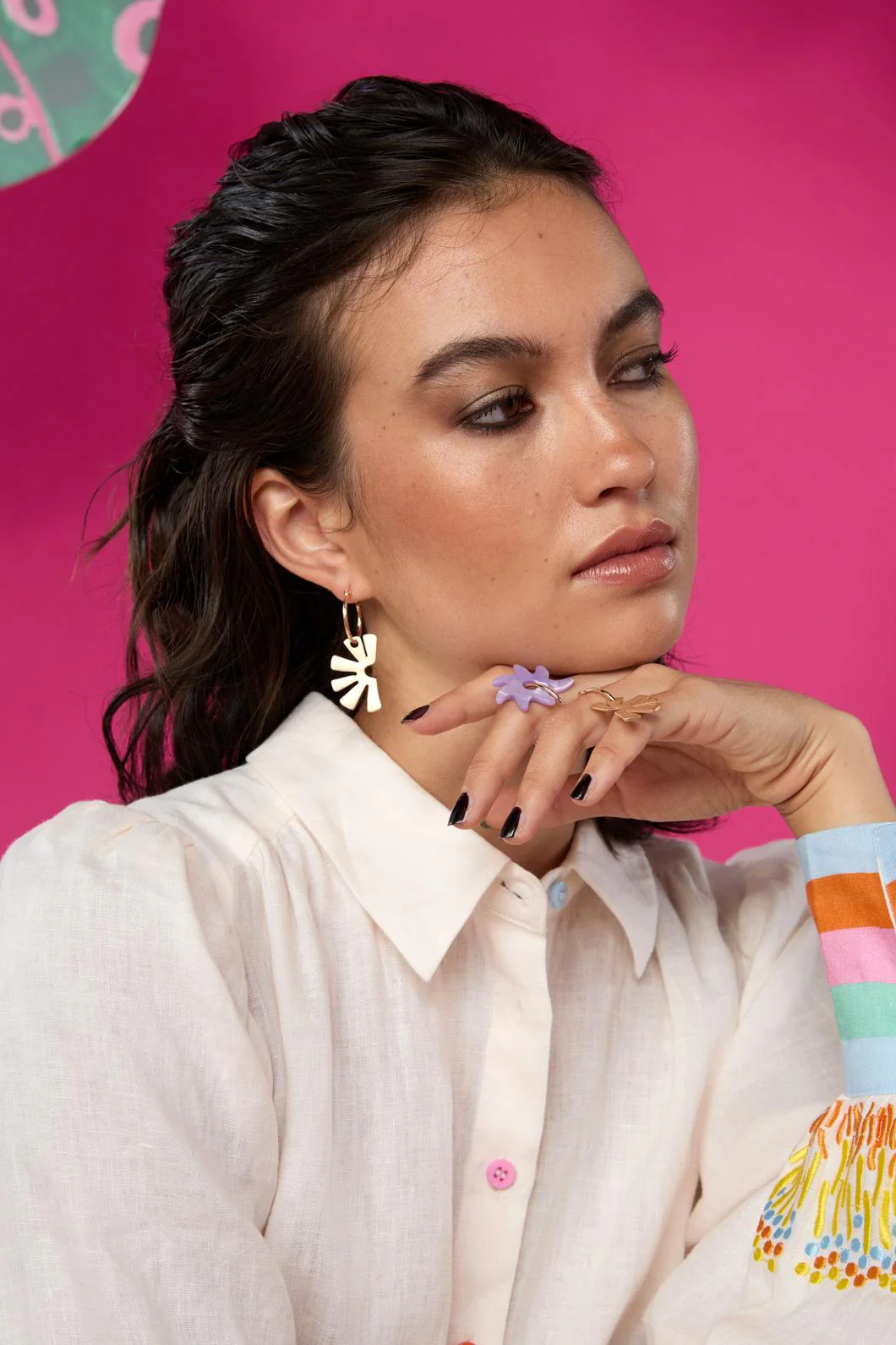 Gold Jade Earring