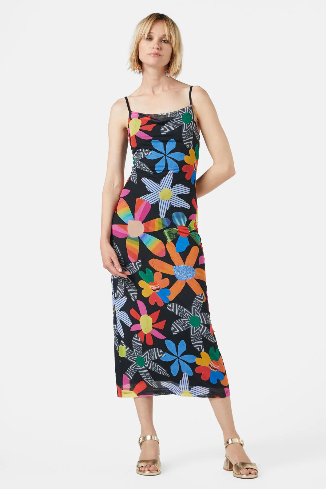 Rainbow Flower Mesh Dress