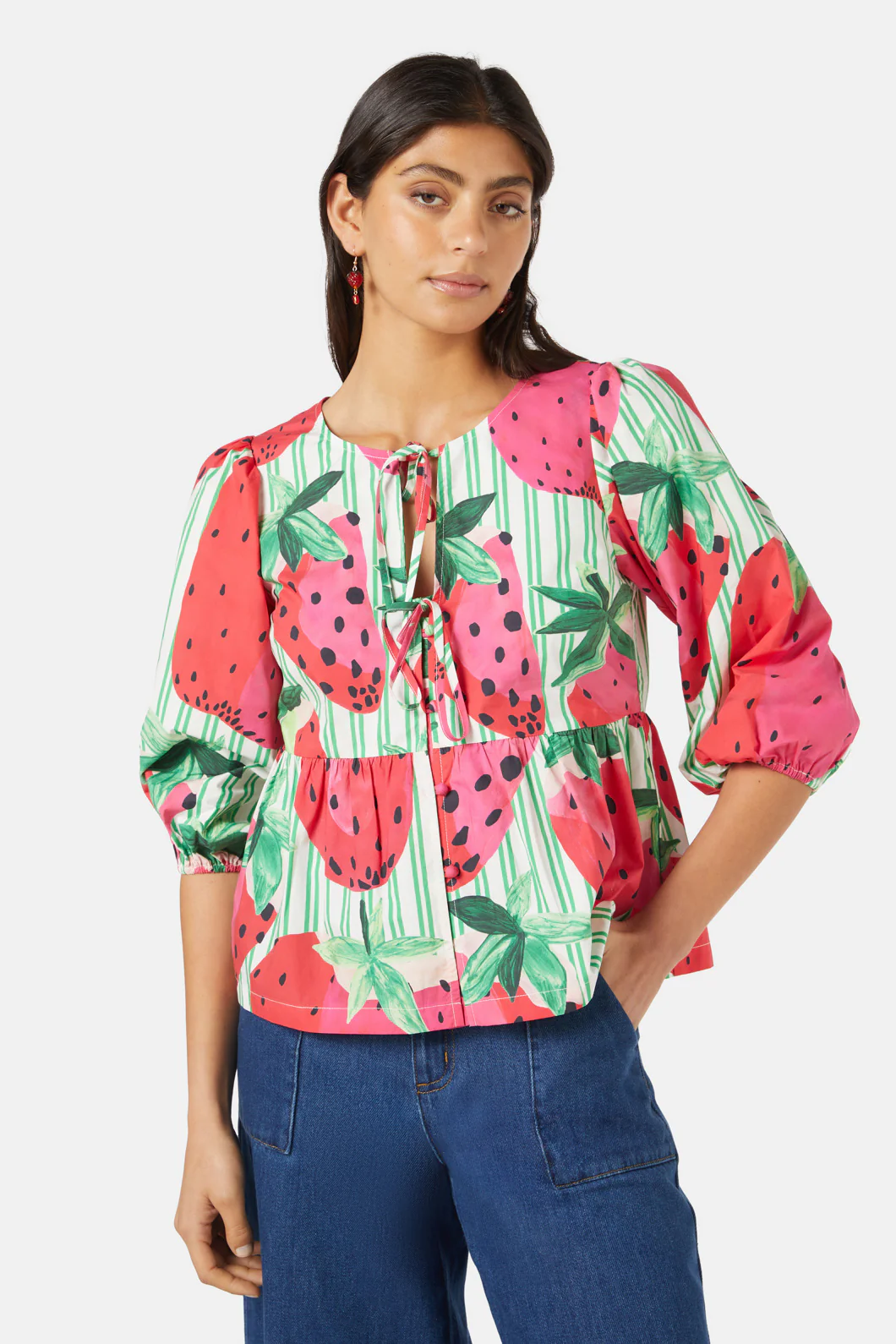 Strawberry Patch Smock Top
