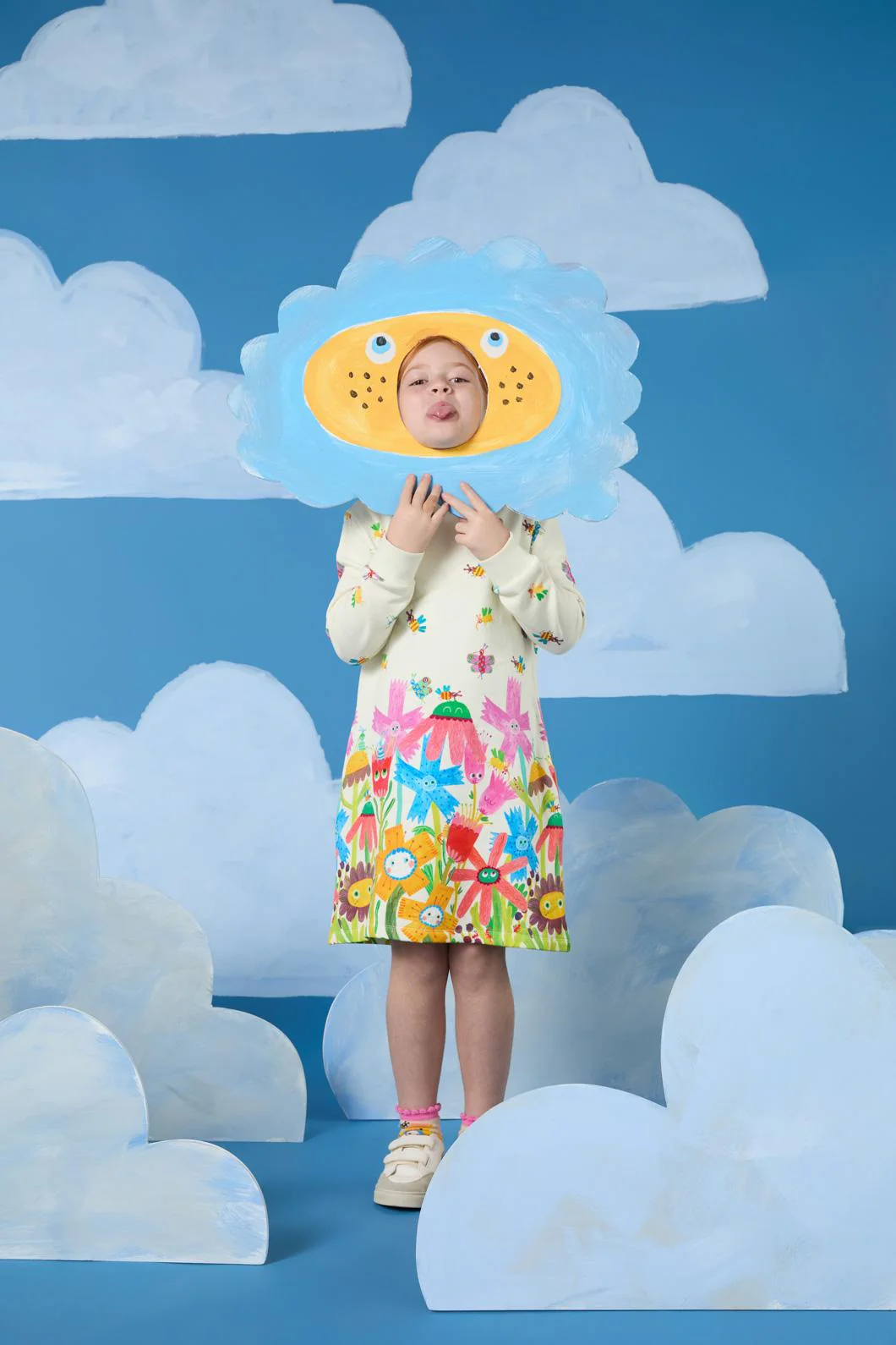 Happy Floral Kids Border Dress