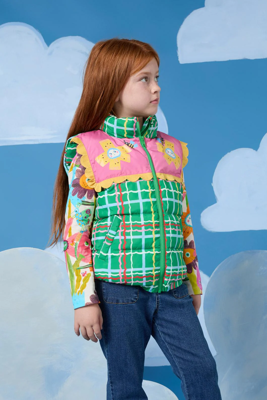 Wavy Check Kids Vest