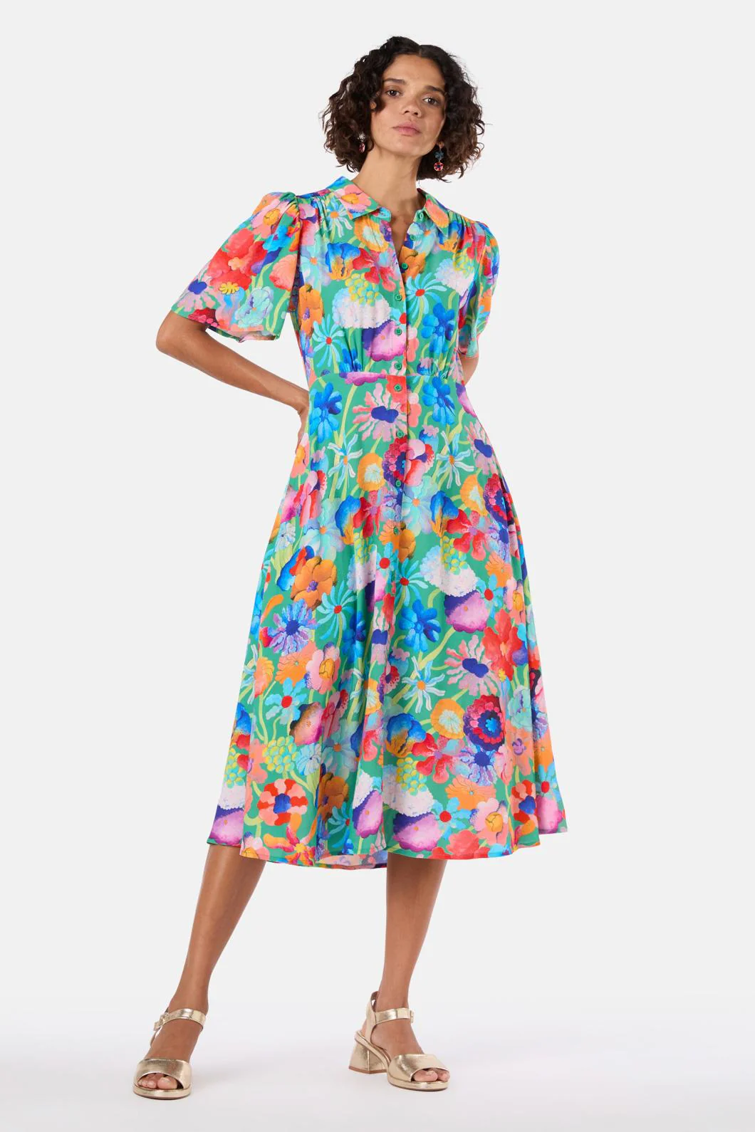 Big Bouquet Shirt Dress