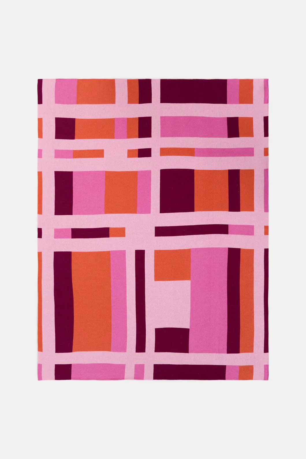 Orange Blocks Cotton Throw