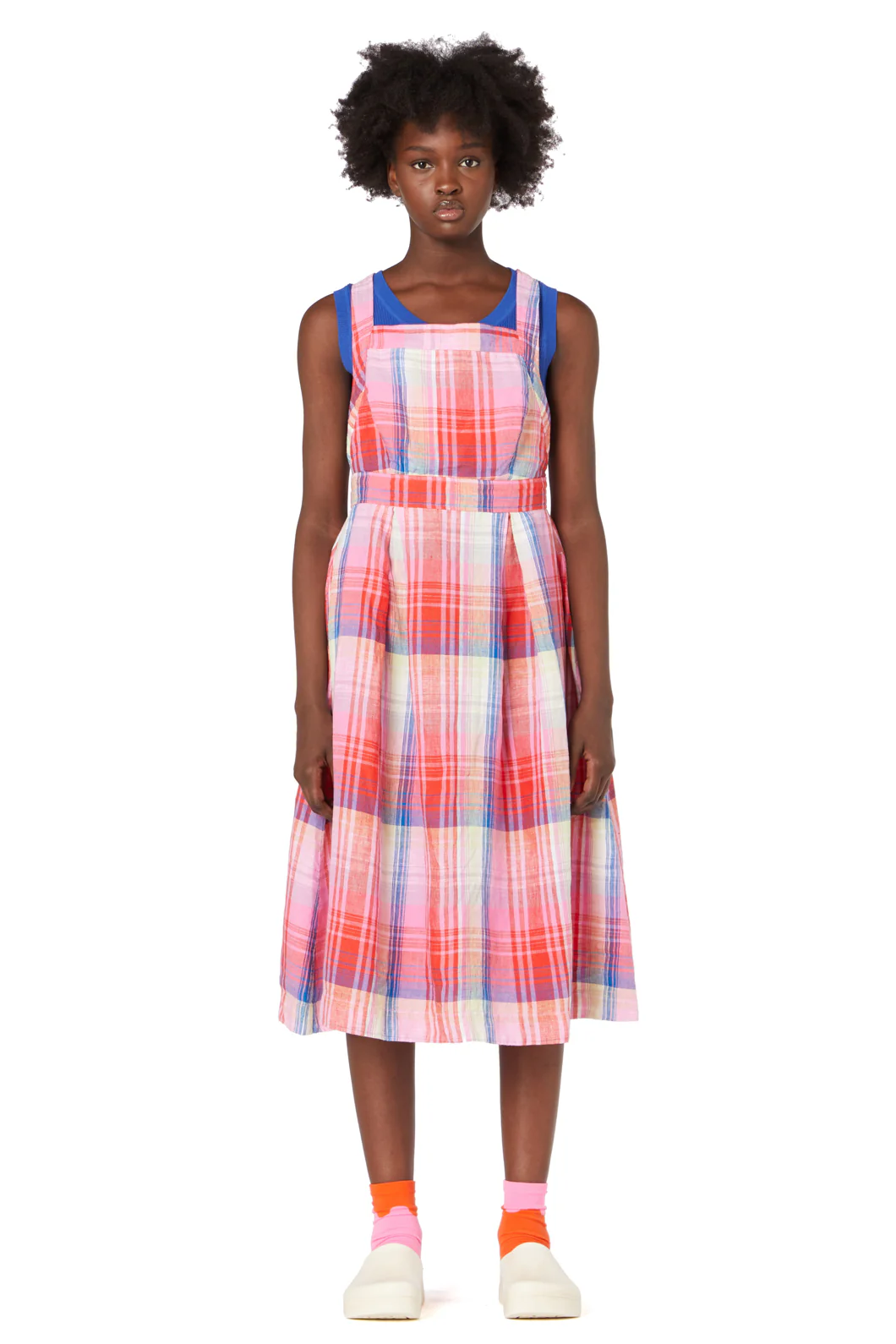 Vivid Check Pinafore