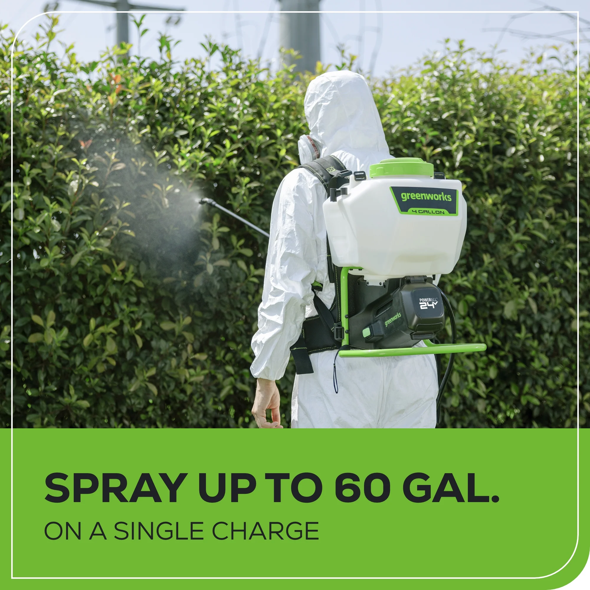 24V Cordless Battery Backpack Sprayer w/ 2.0Ah USB Battery & Charger