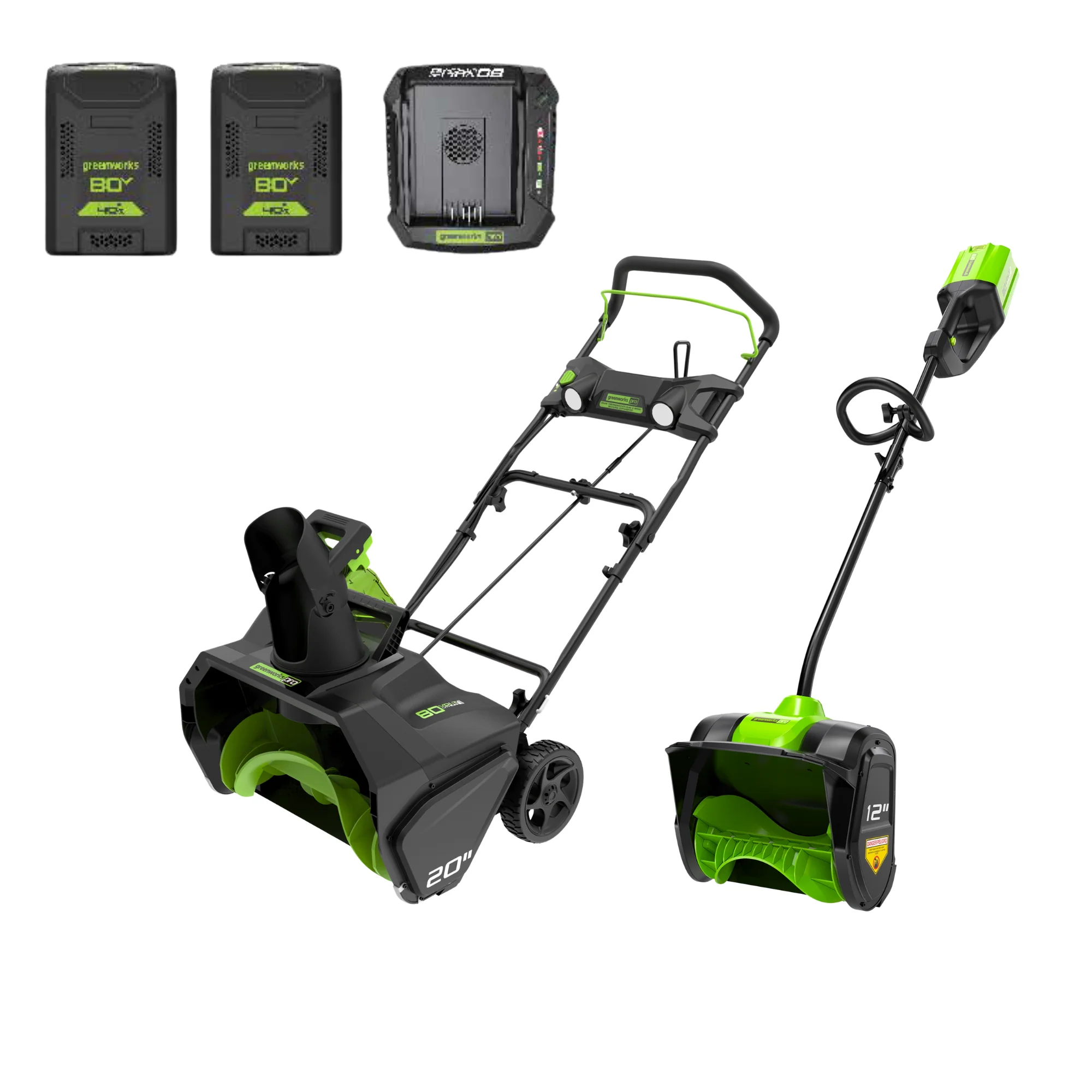 RENEWED 80V 20 Cordless Battery Single-Stage Snow Blower and 12 Snow Shovel Combo Kit