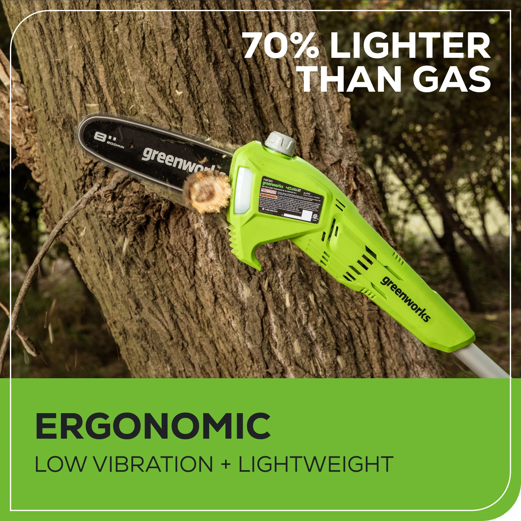 40V 8 Cordless Battery Pole Saw w/ 2.0 Ah Battery & Charger