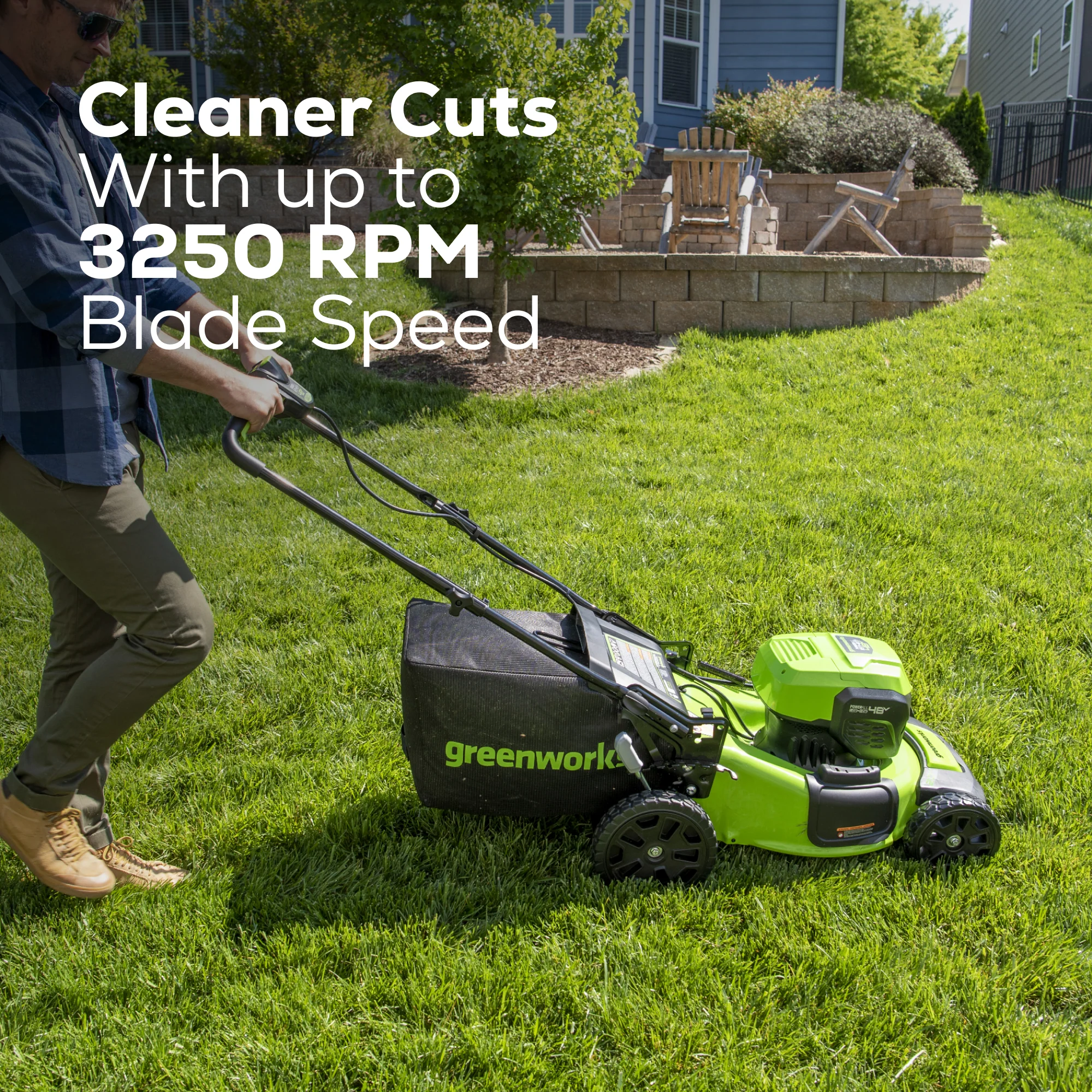 48V (2x24V) 20 Cordless Battery Push Mower w/ Two (2) 4.0Ah USB Batteries & Dual Port Rapid Charger