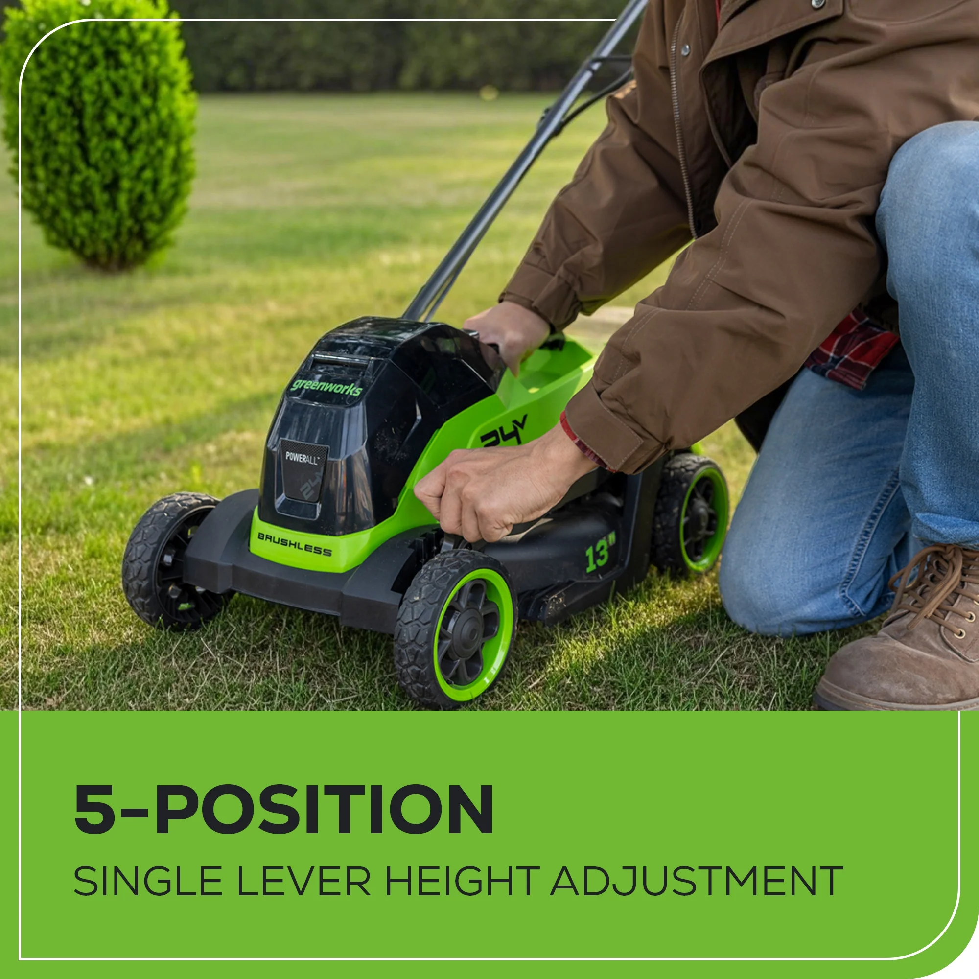 24V 13 Cordless Battery Brushless Push Lawn Mower w/ 4.0Ah Battery & Charger
