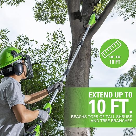 24V 10 Cordless Battery Polesaw & Pole Hedge Trimmer Combo Kit w/ 4Ah USB Battery and Charger