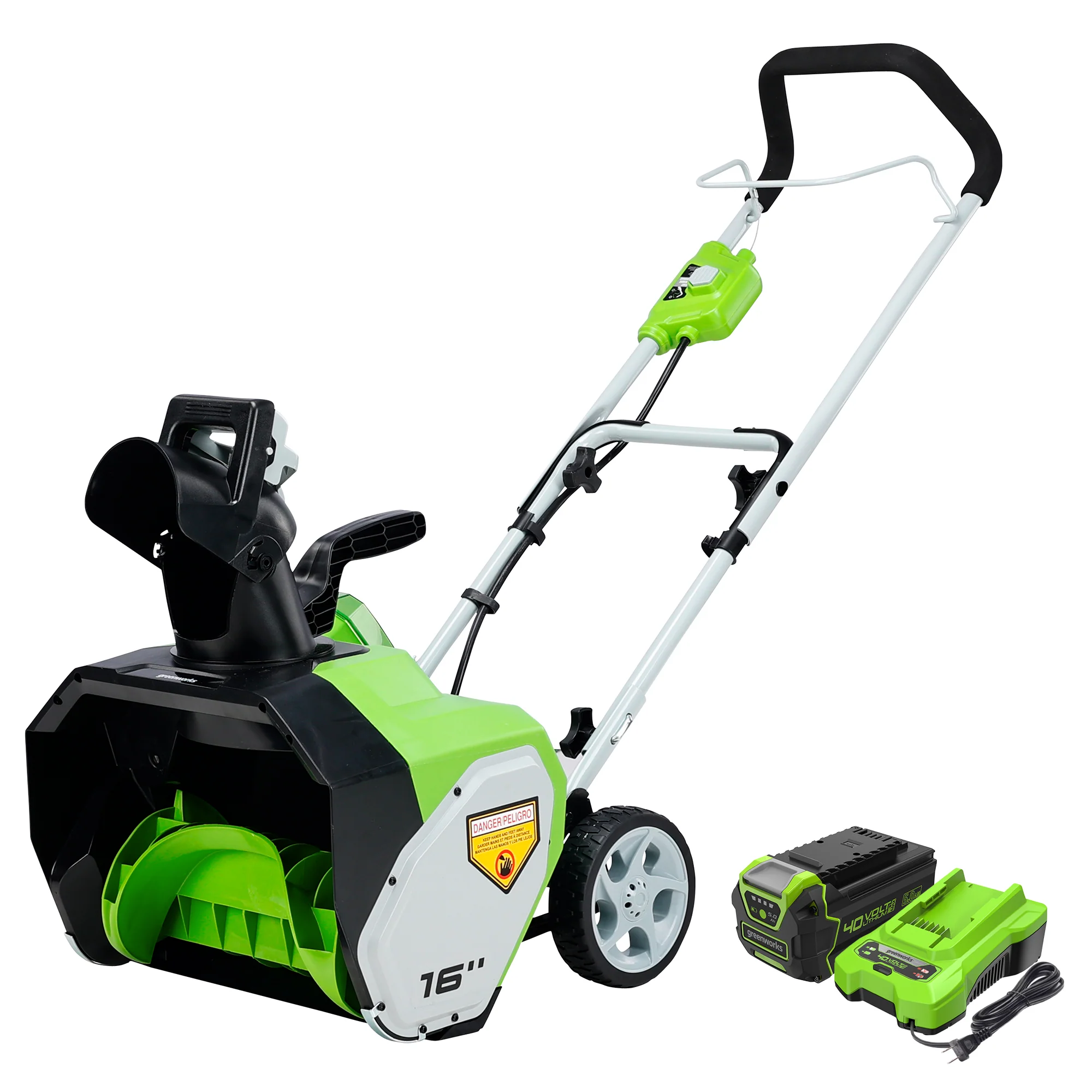 40V 16 Cordless Battery Single-Stage Snow Blower w/ 5.0Ah USB Battery & Charger