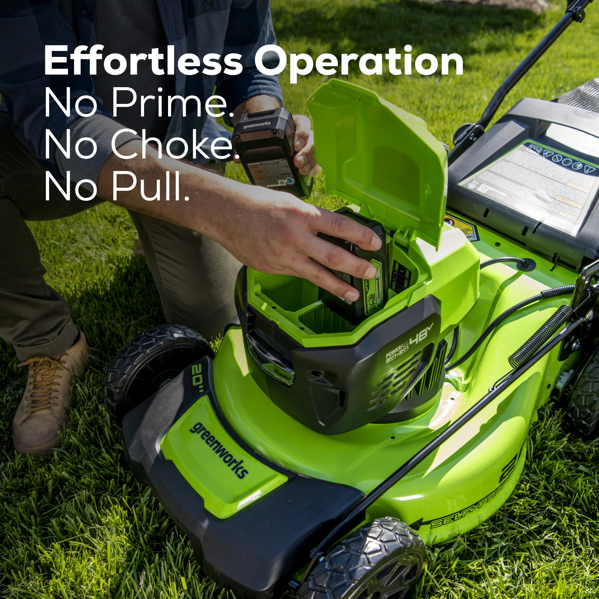 48V (2x24V) 20 Cordless Battery Push Mower w/ Two (2) 4.0Ah USB Batteries & Dual Port Rapid Charger