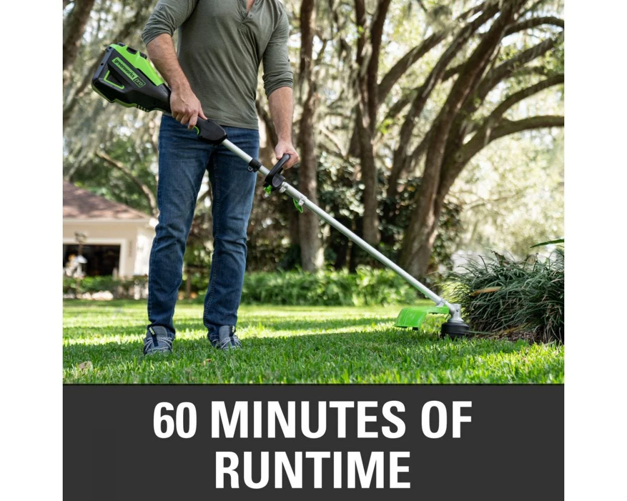 60V 16 Cordless Battery String Trimmer (Attachment Capable) & 10 Polesaw Attachment Combo Kit w/ 4.0 Ah Battery & Charger